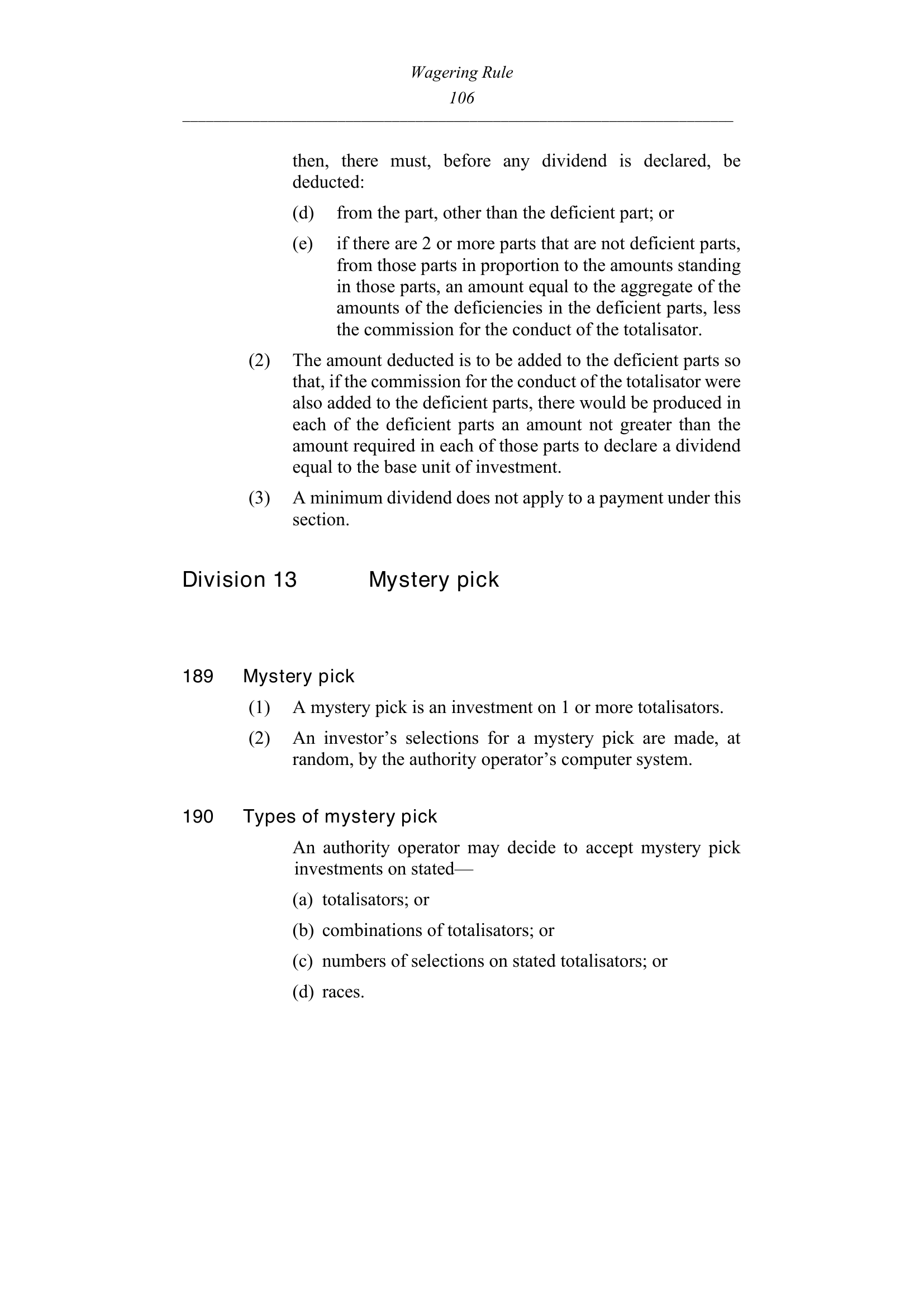 Queensland Wagering Rules (Racing) page 106