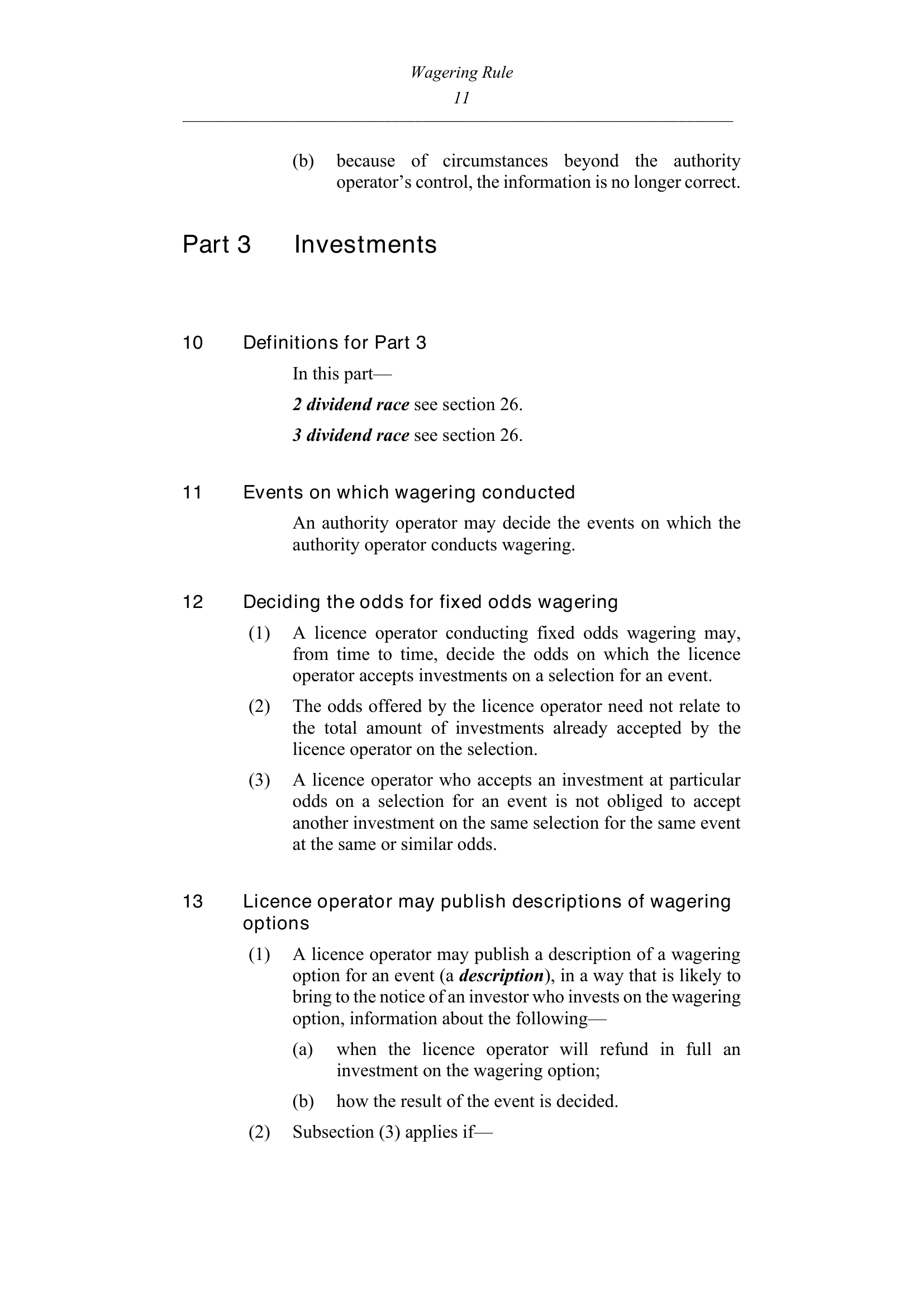 Queensland Wagering Rules (Racing) page 11