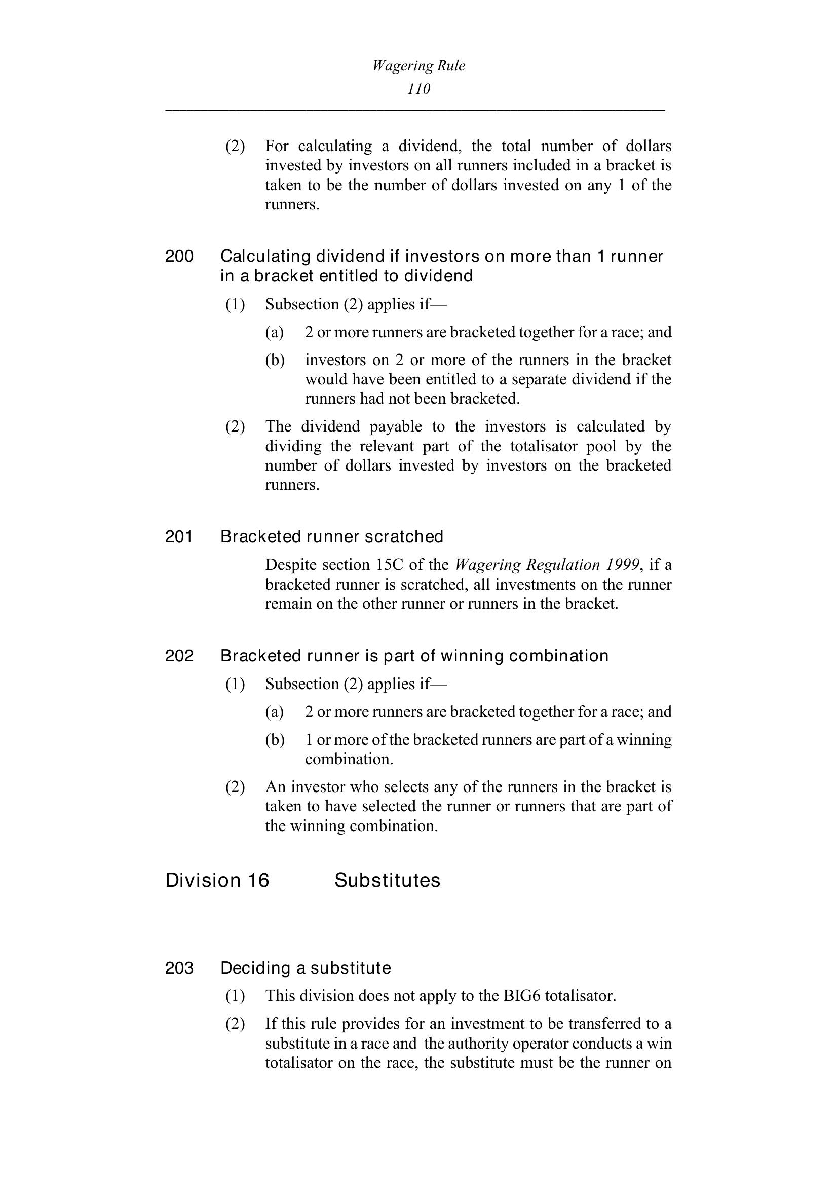 Queensland Wagering Rules (Racing) page 110
