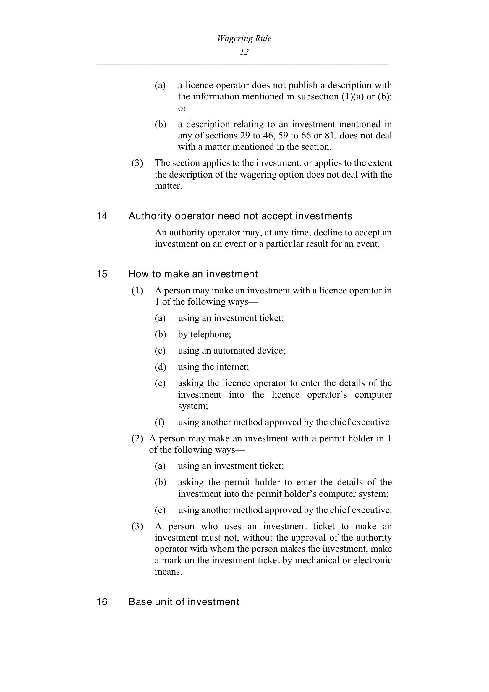 Queensland Wagering Rules (Racing) page 12