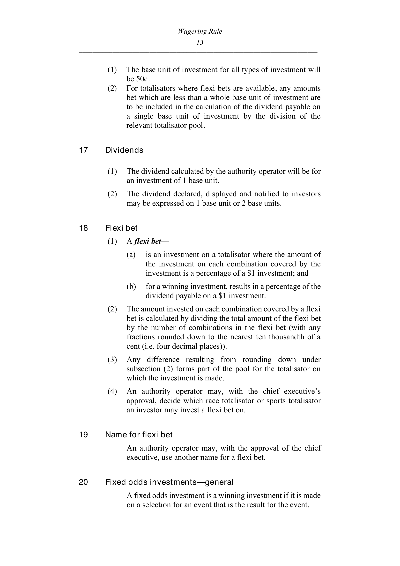 Queensland Wagering Rules (Racing) page 13