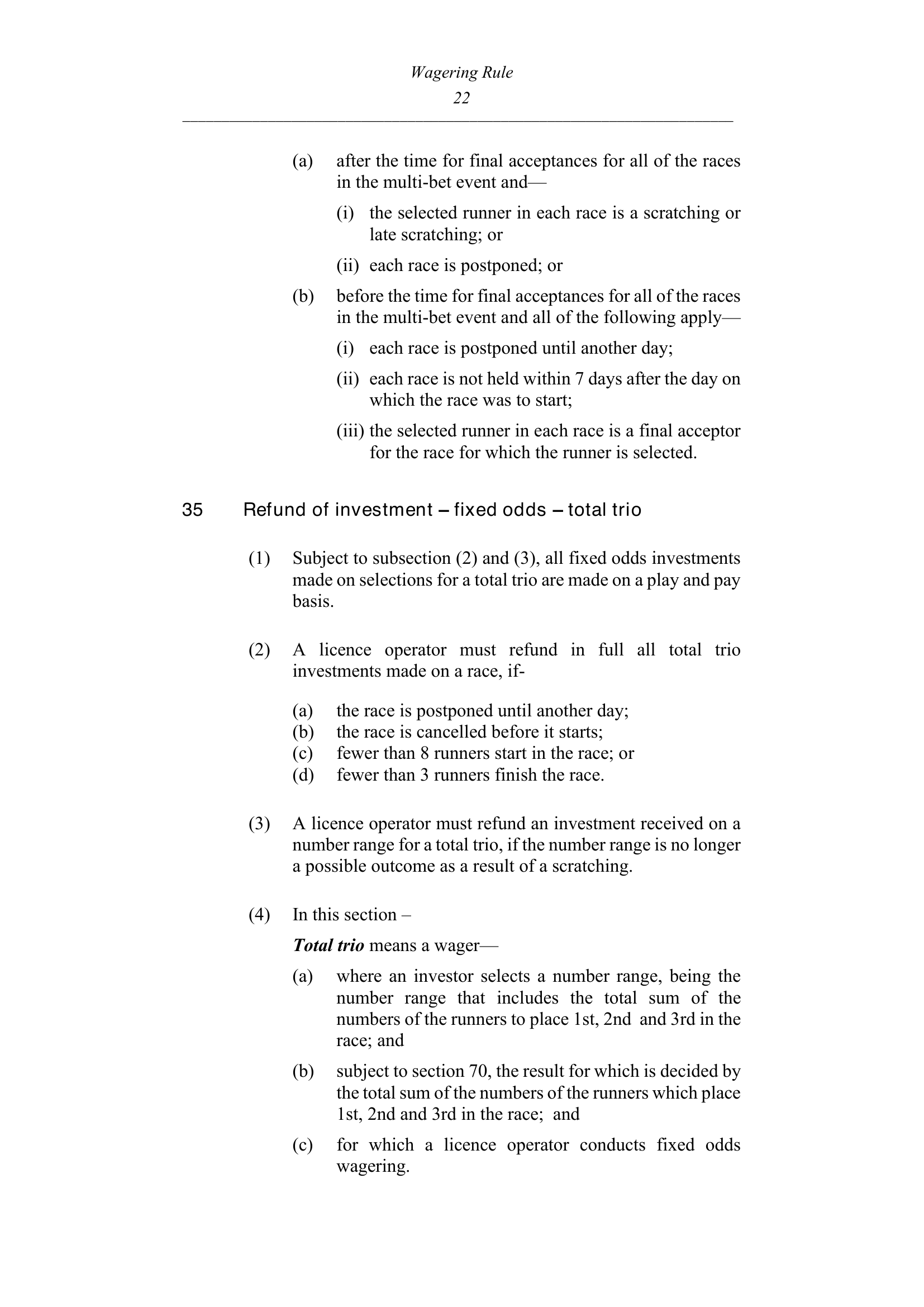 Queensland Wagering Rules (Racing) page 22