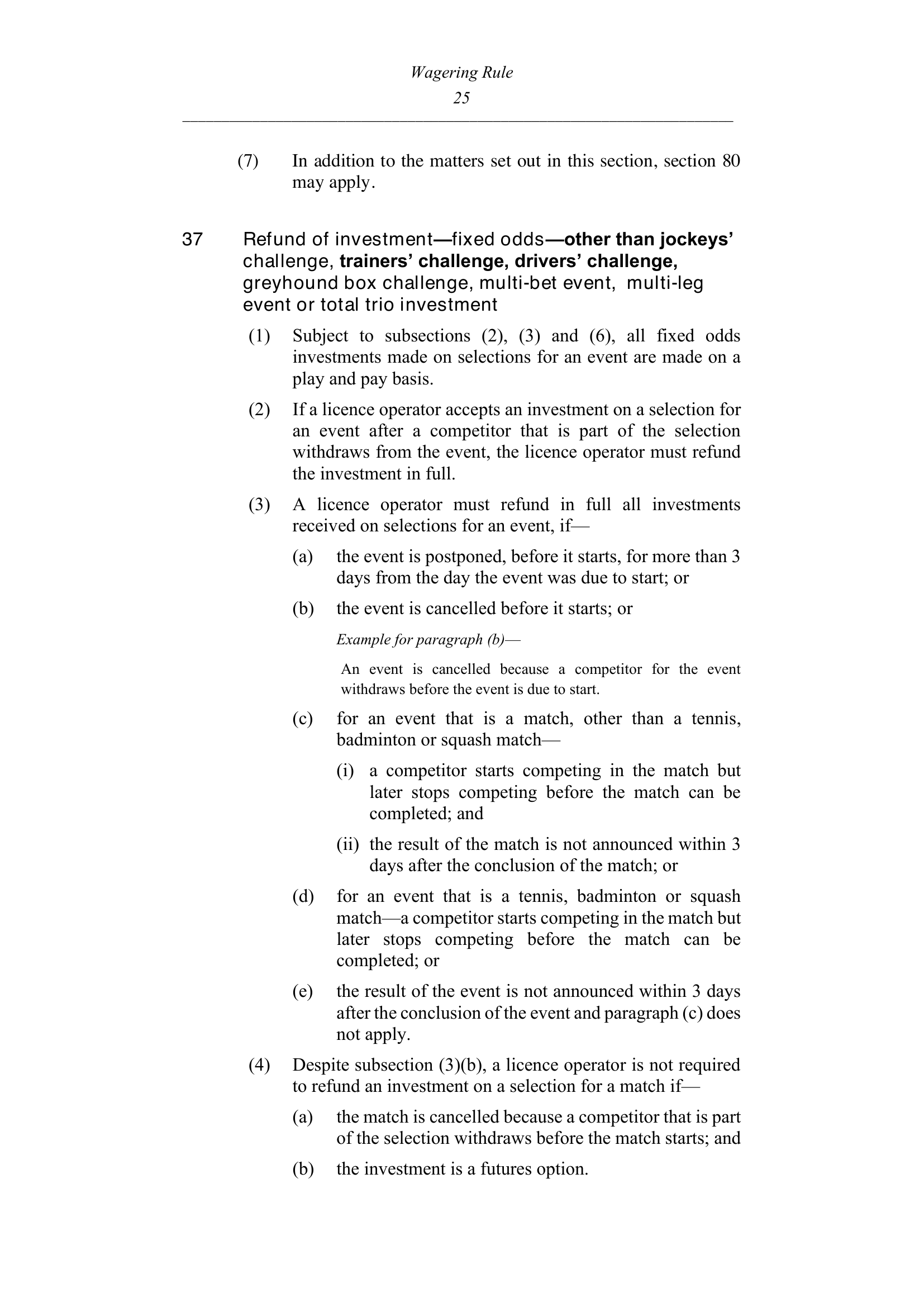 Queensland Wagering Rules (Racing) page 25