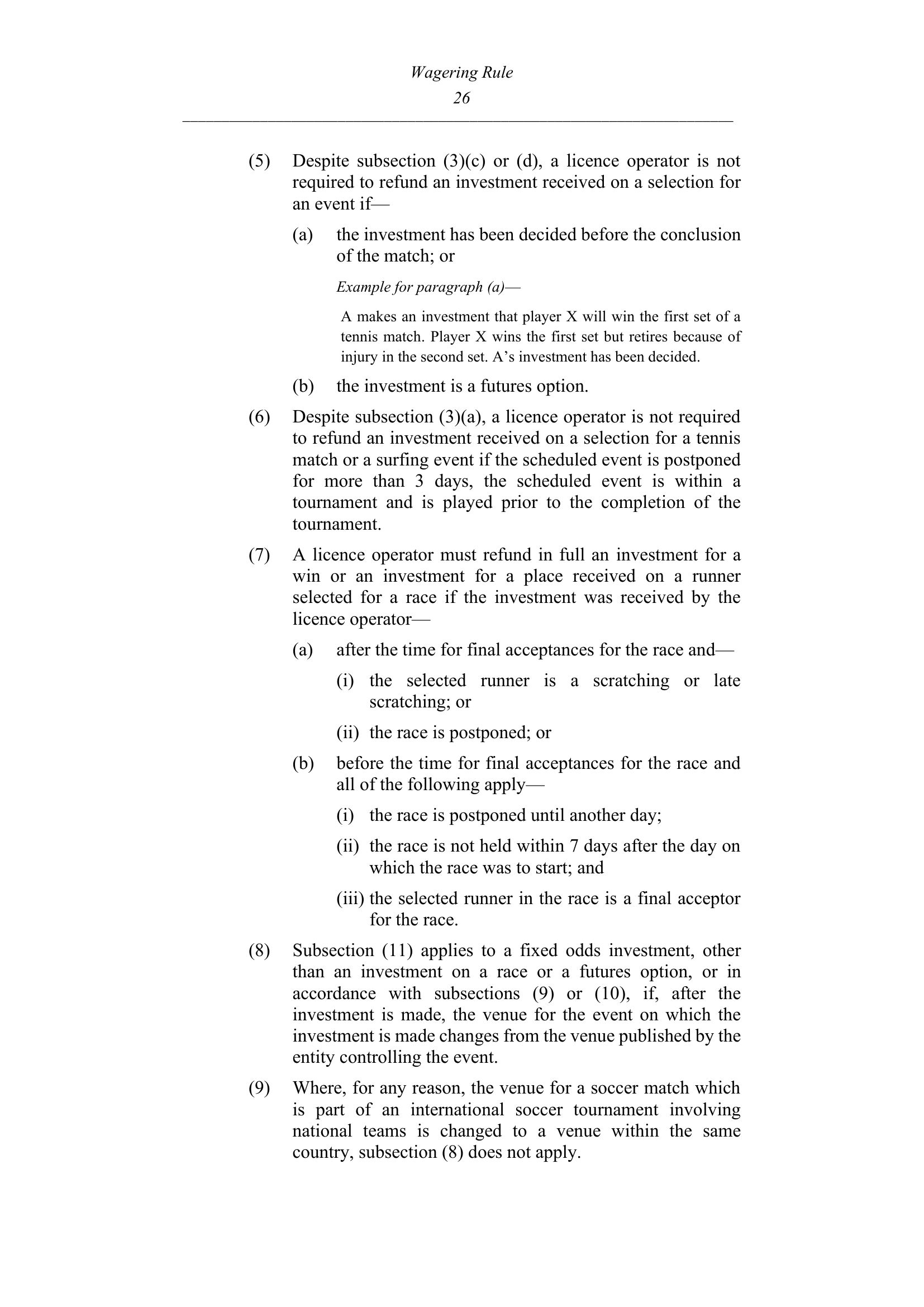 Queensland Wagering Rules (Racing) page 26