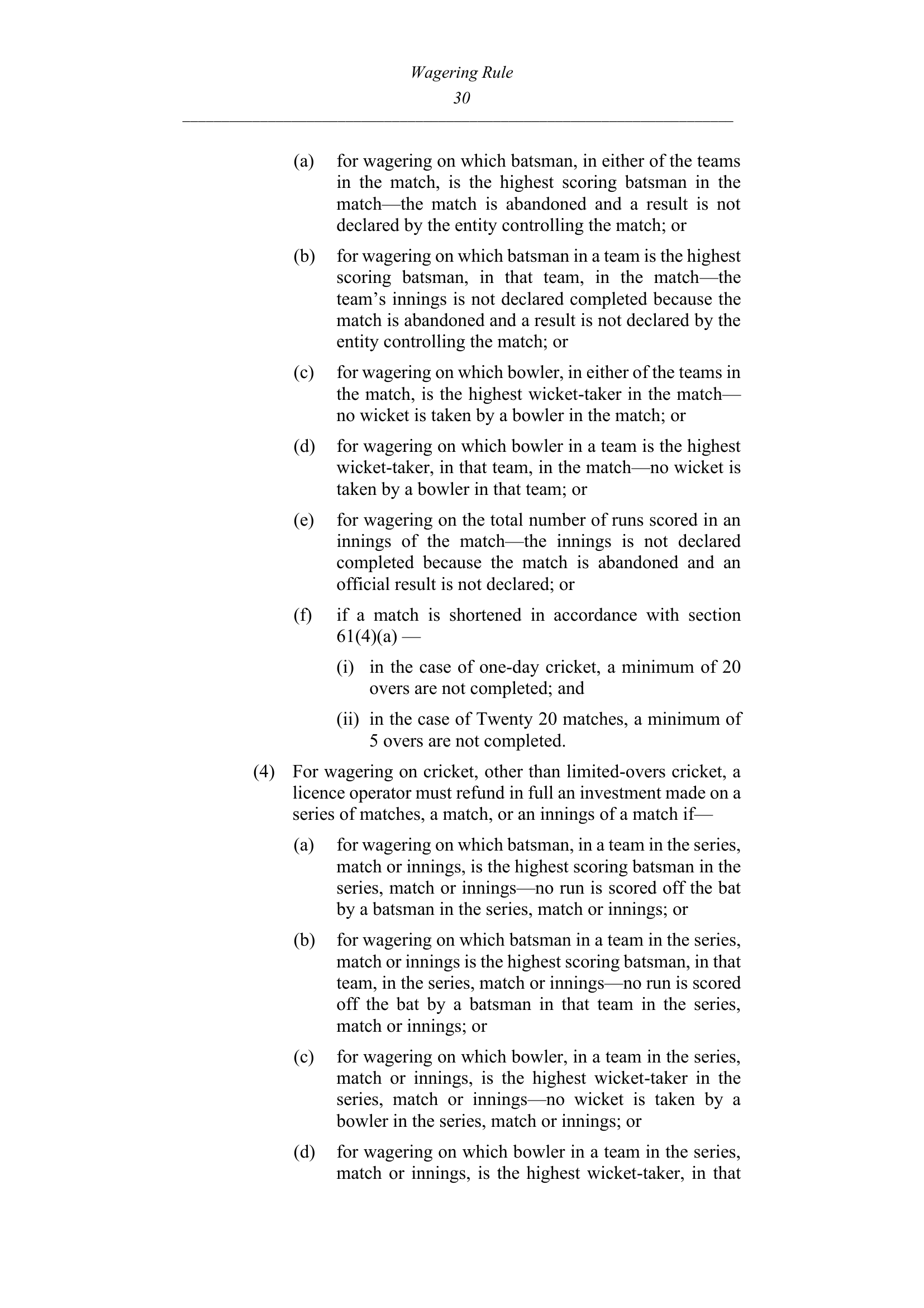 Queensland Wagering Rules (Racing) page 30