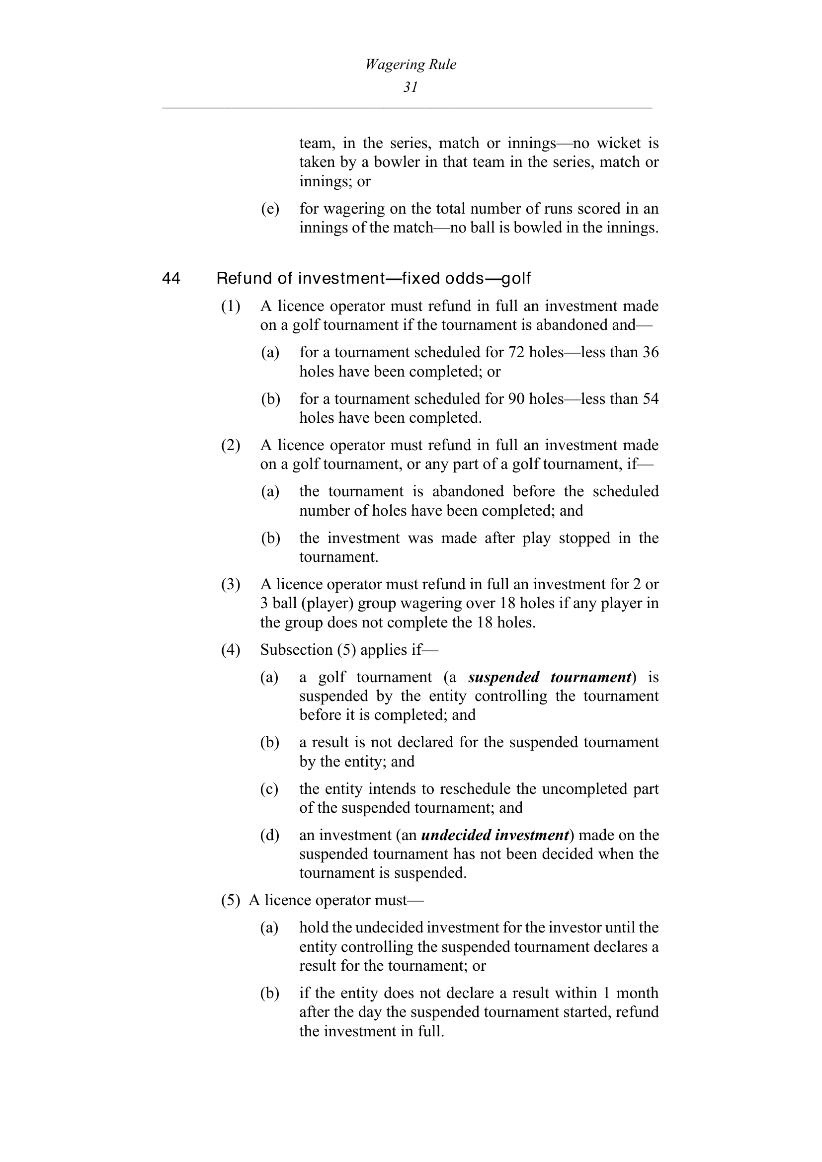 Queensland Wagering Rules (Racing) page 31