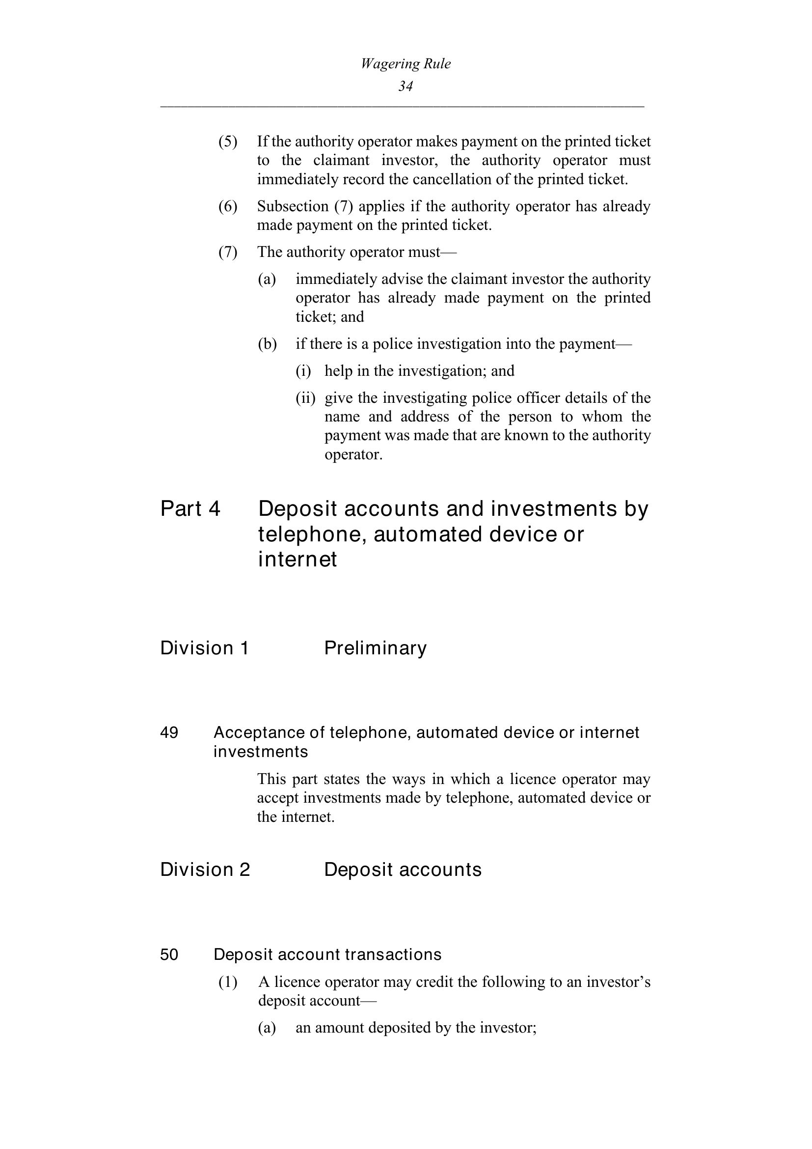 Queensland Wagering Rules (Racing) page 34