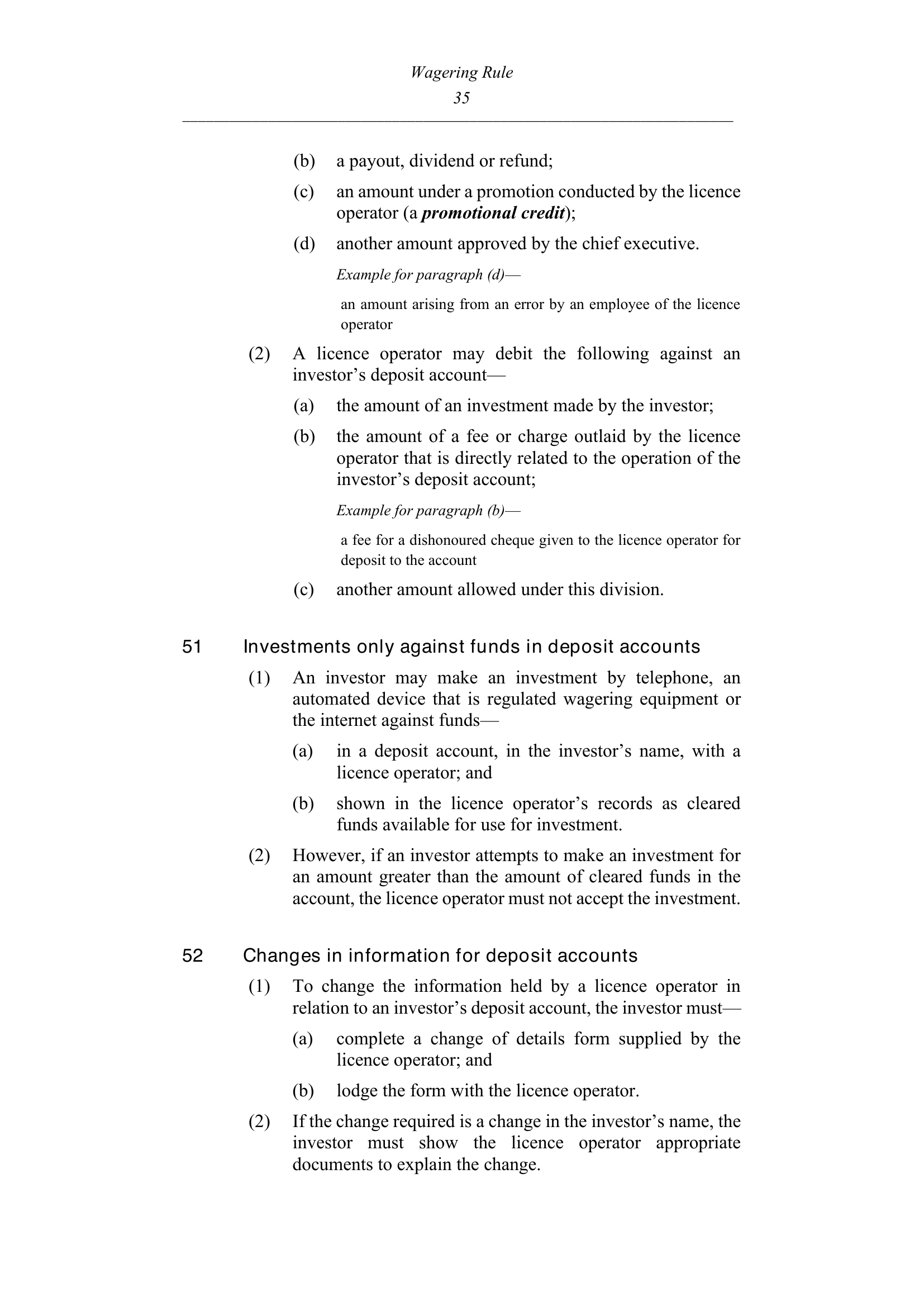 Queensland Wagering Rules (Racing) page 35