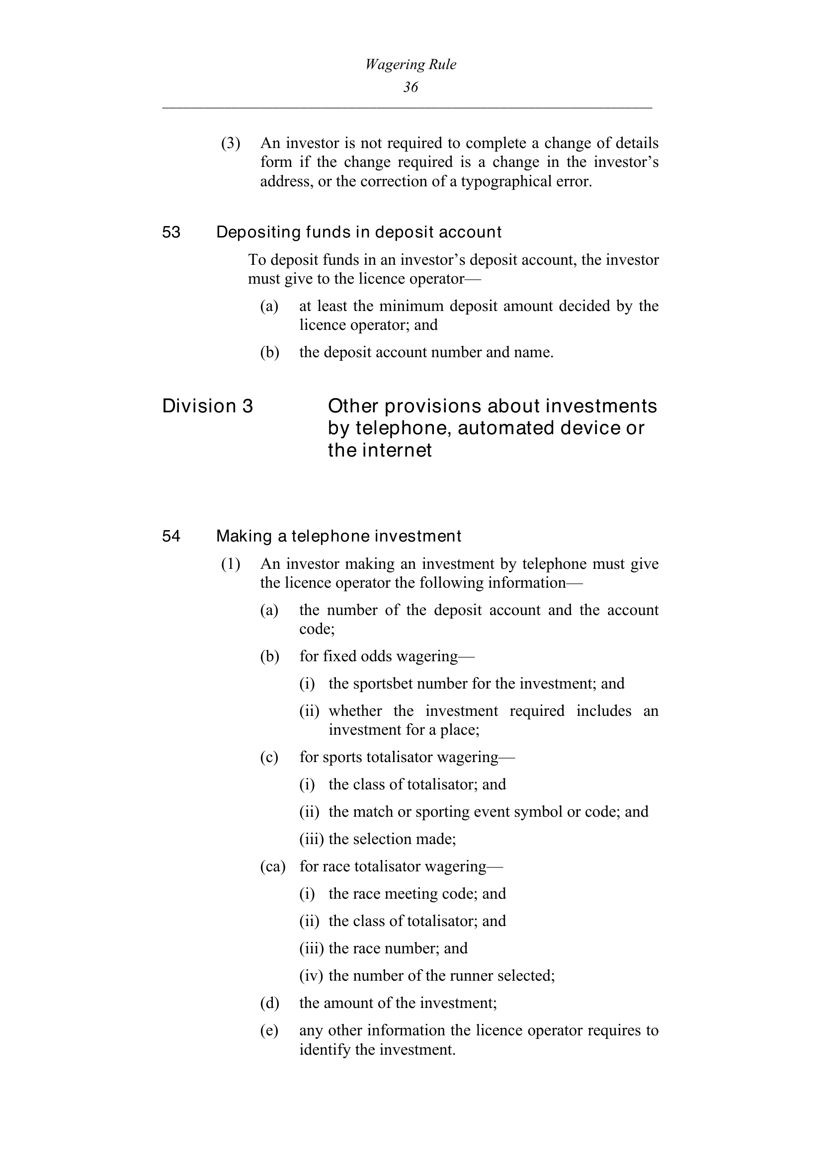 Queensland Wagering Rules (Racing) page 36