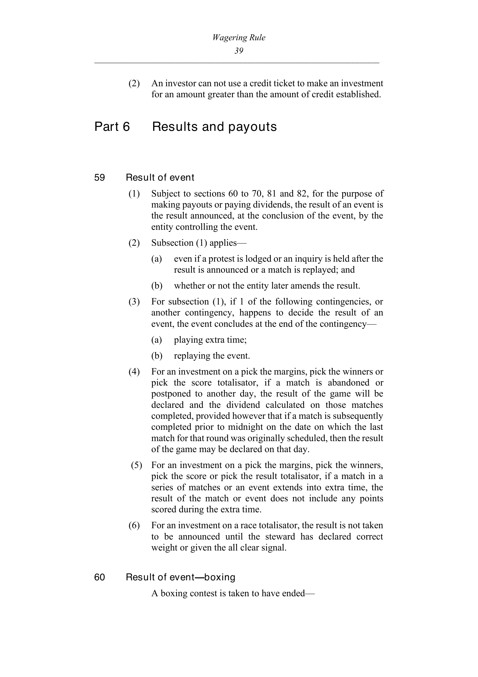 Queensland Wagering Rules (Racing) page 39