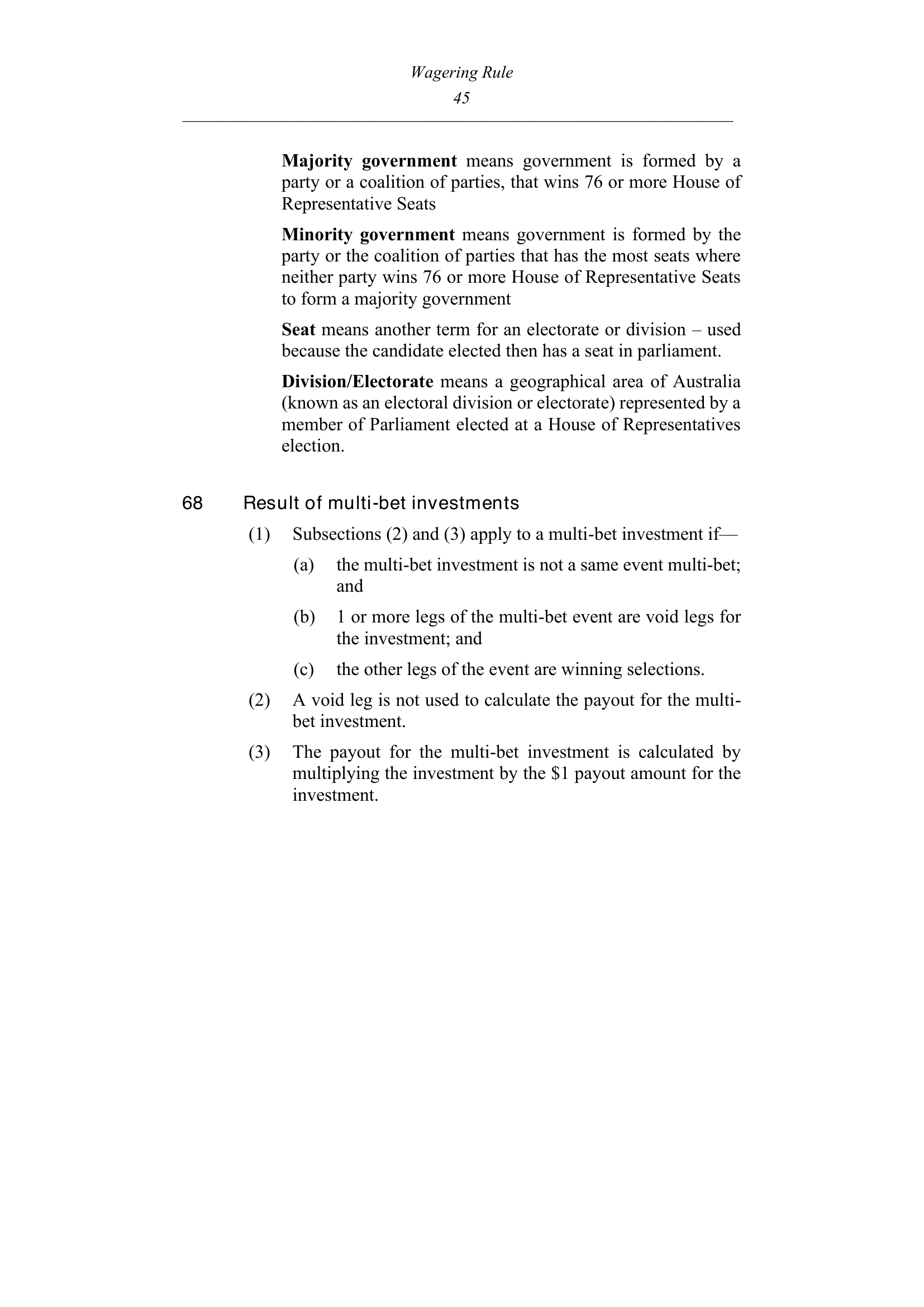 Queensland Wagering Rules (Racing) page 45