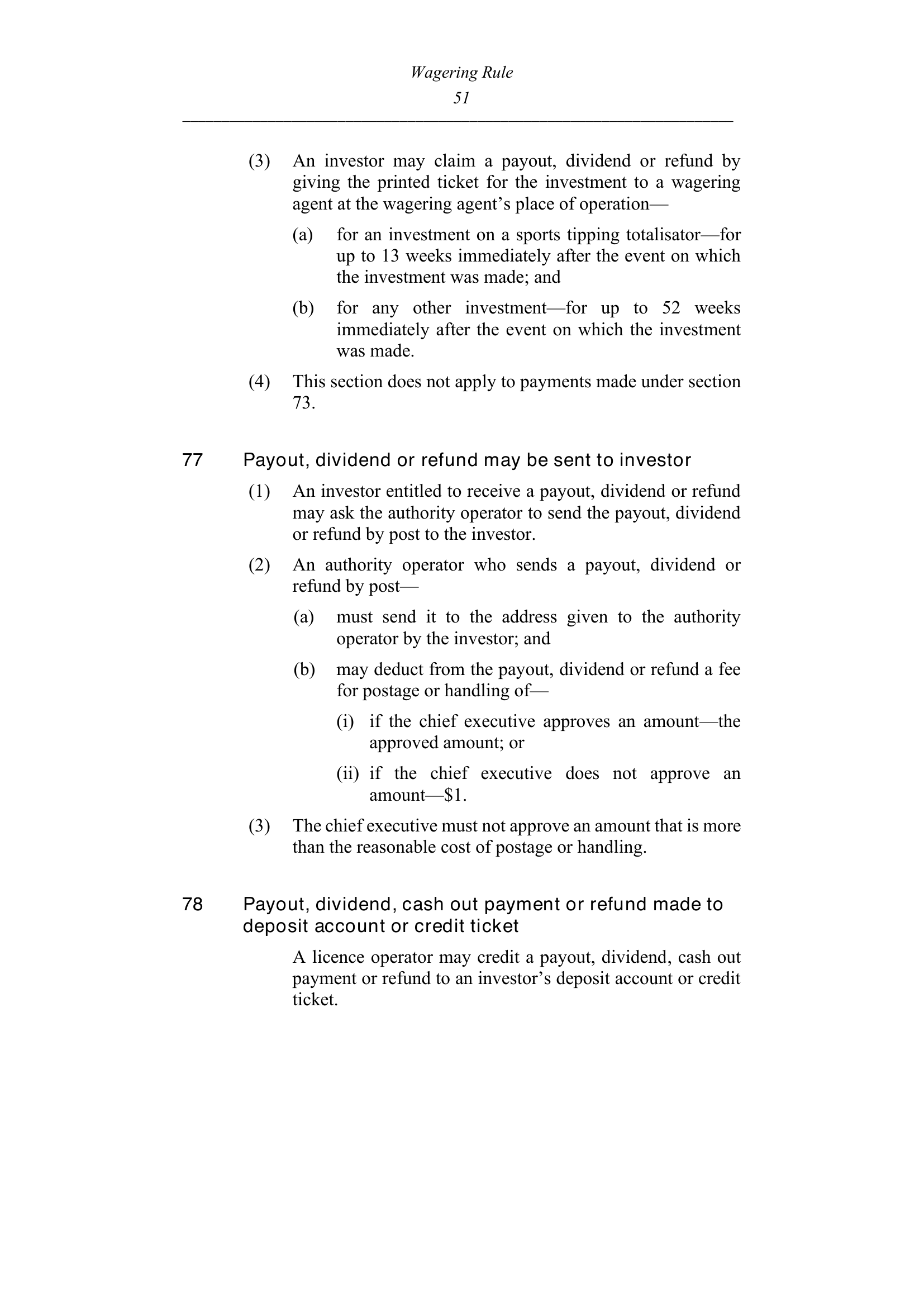 Queensland Wagering Rules (Racing) page 51