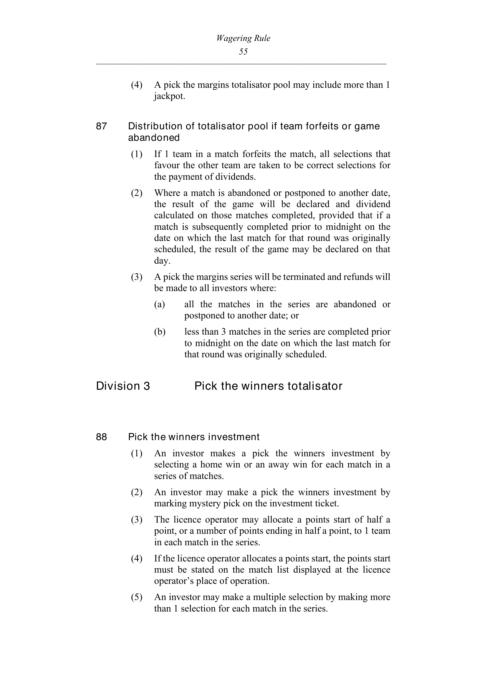 Queensland Wagering Rules (Racing) page 55