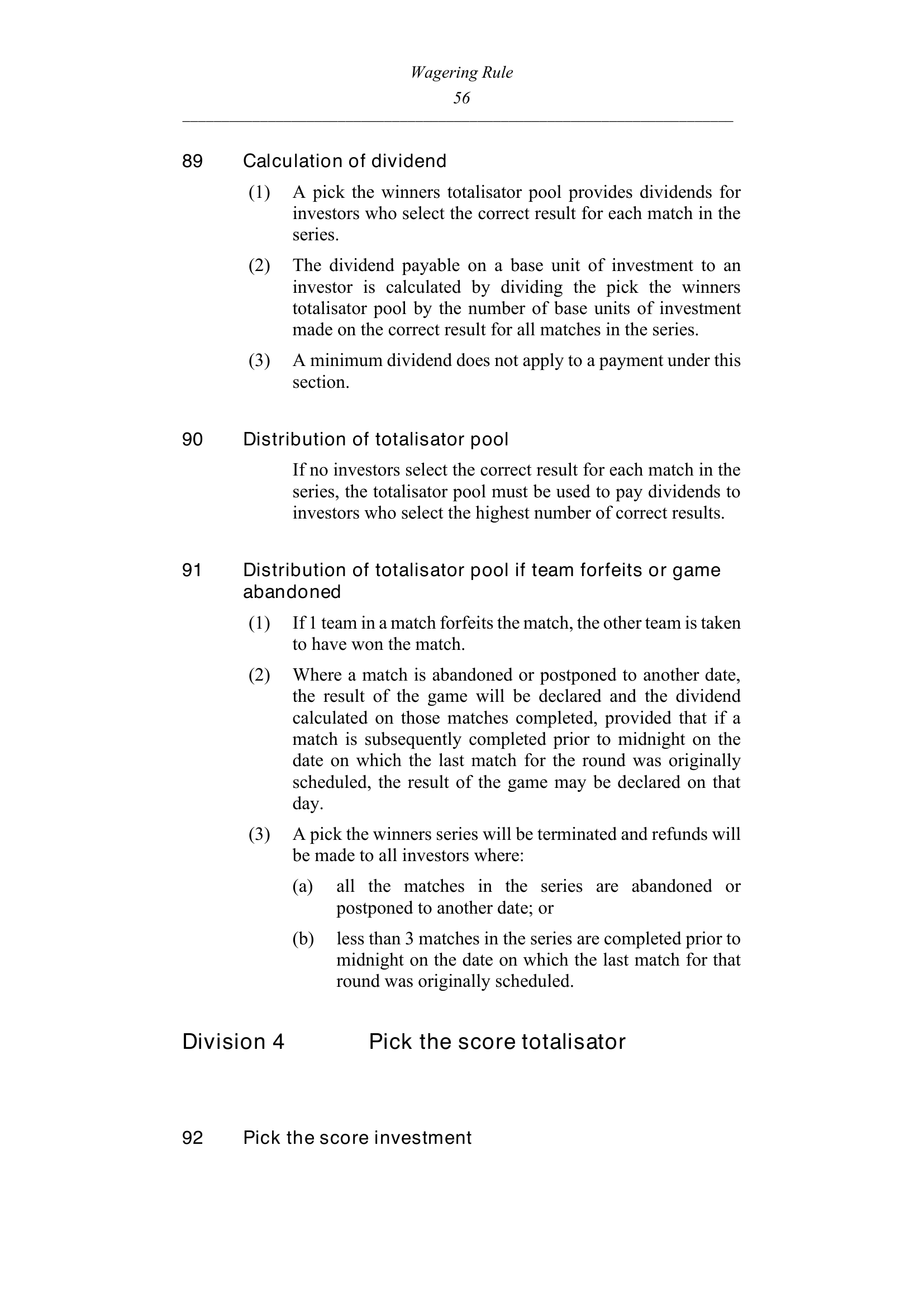 Queensland Wagering Rules (Racing) page 56