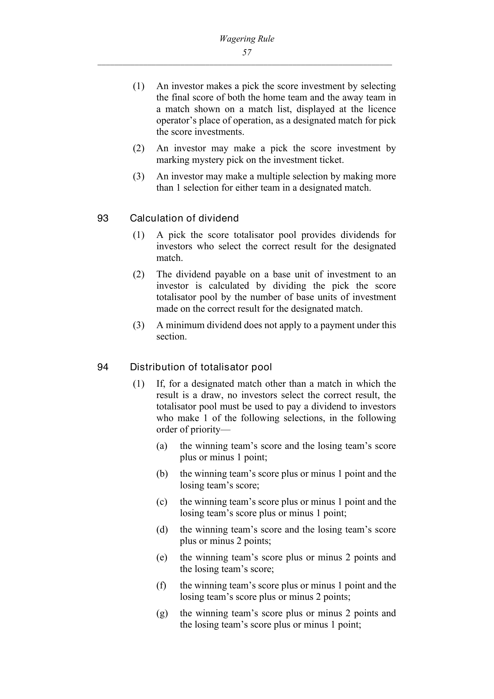 Queensland Wagering Rules (Racing) page 57