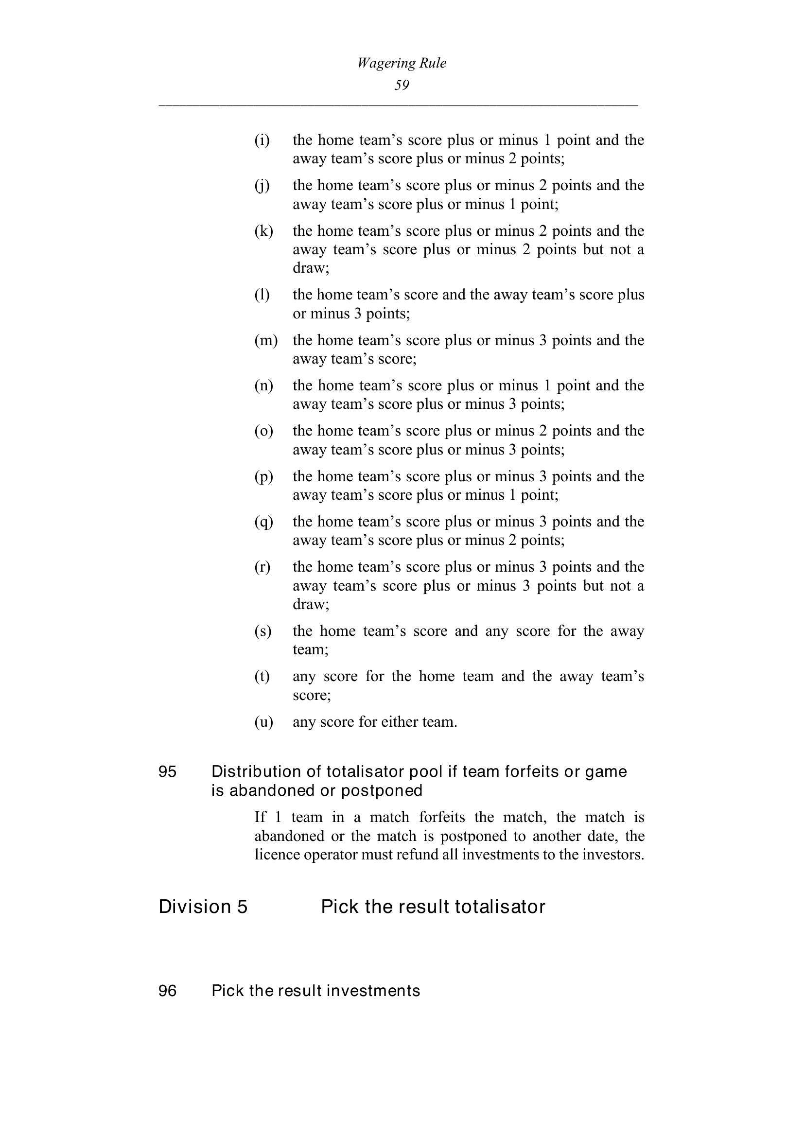 Queensland Wagering Rules (Racing) page 59