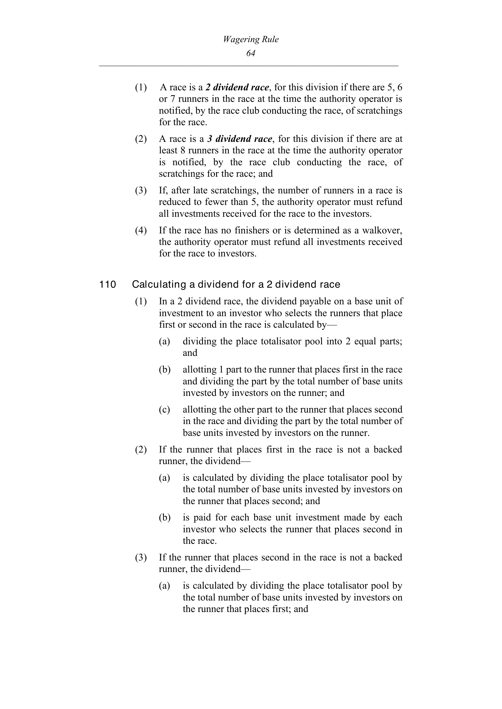 Queensland Wagering Rules (Racing) page 64