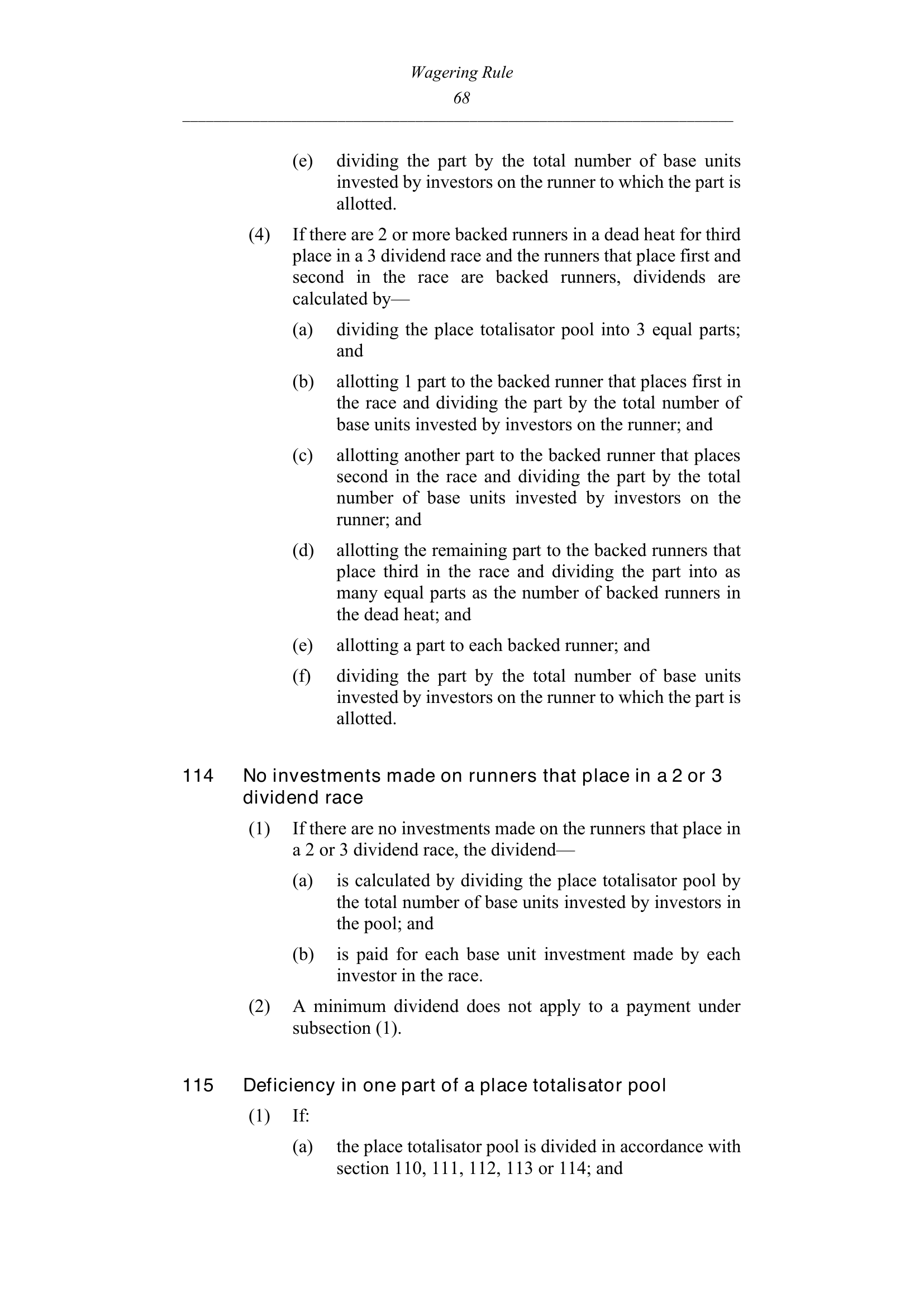 Queensland Wagering Rules (Racing) page 68
