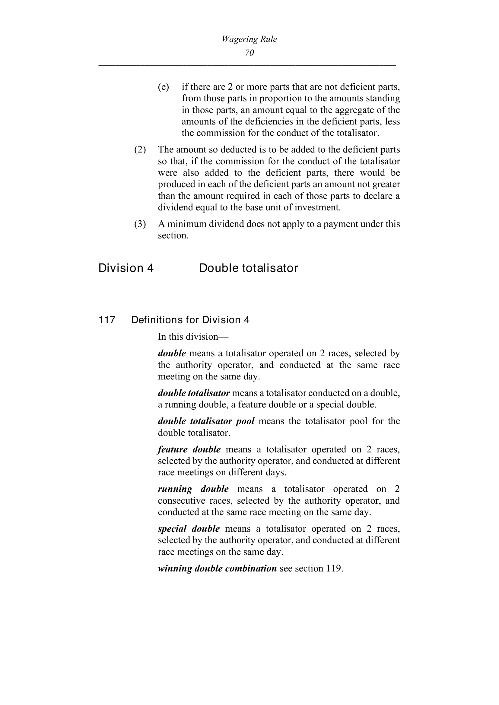 Queensland Wagering Rules (Racing) page 70