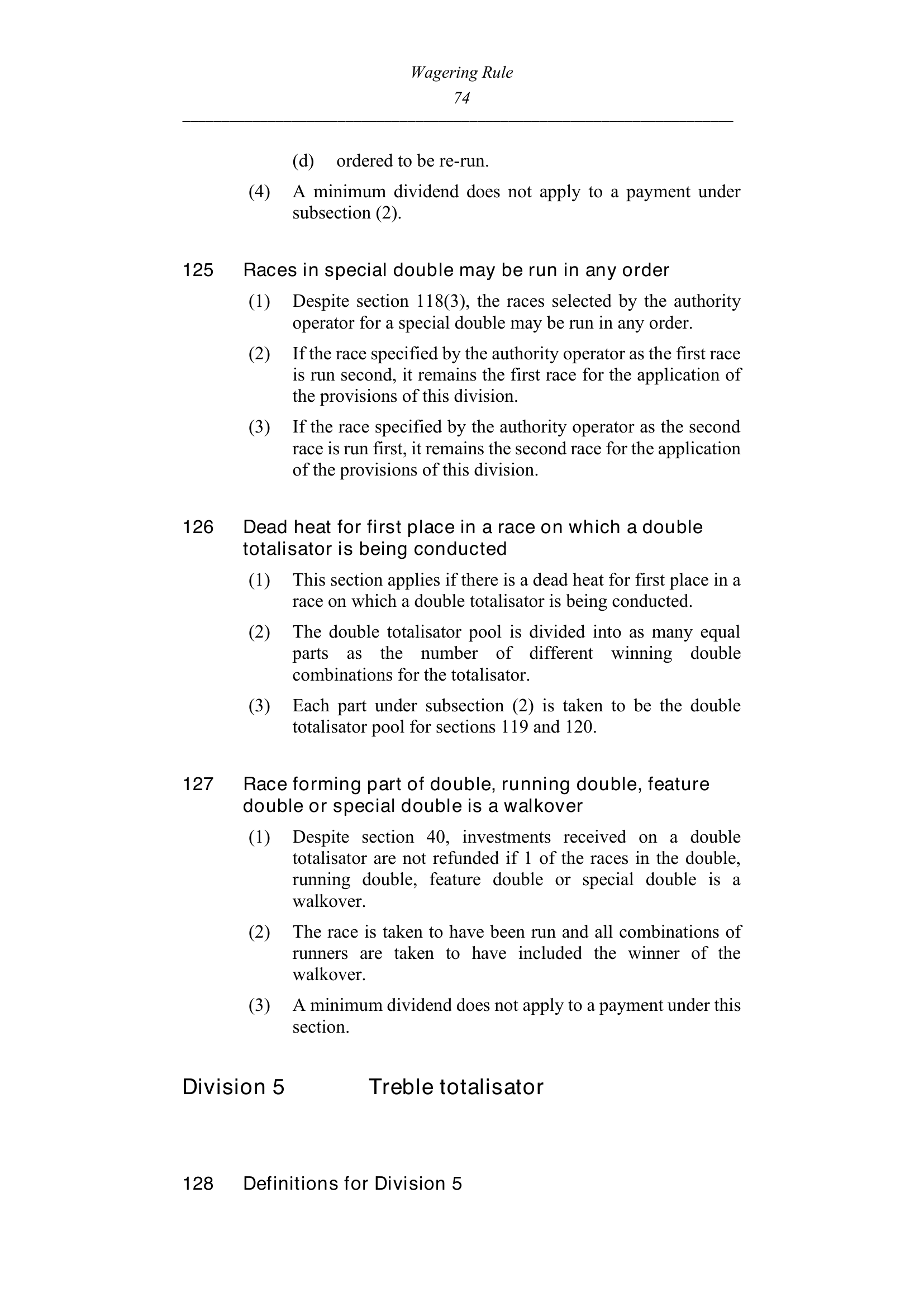 Queensland Wagering Rules (Racing) page 74