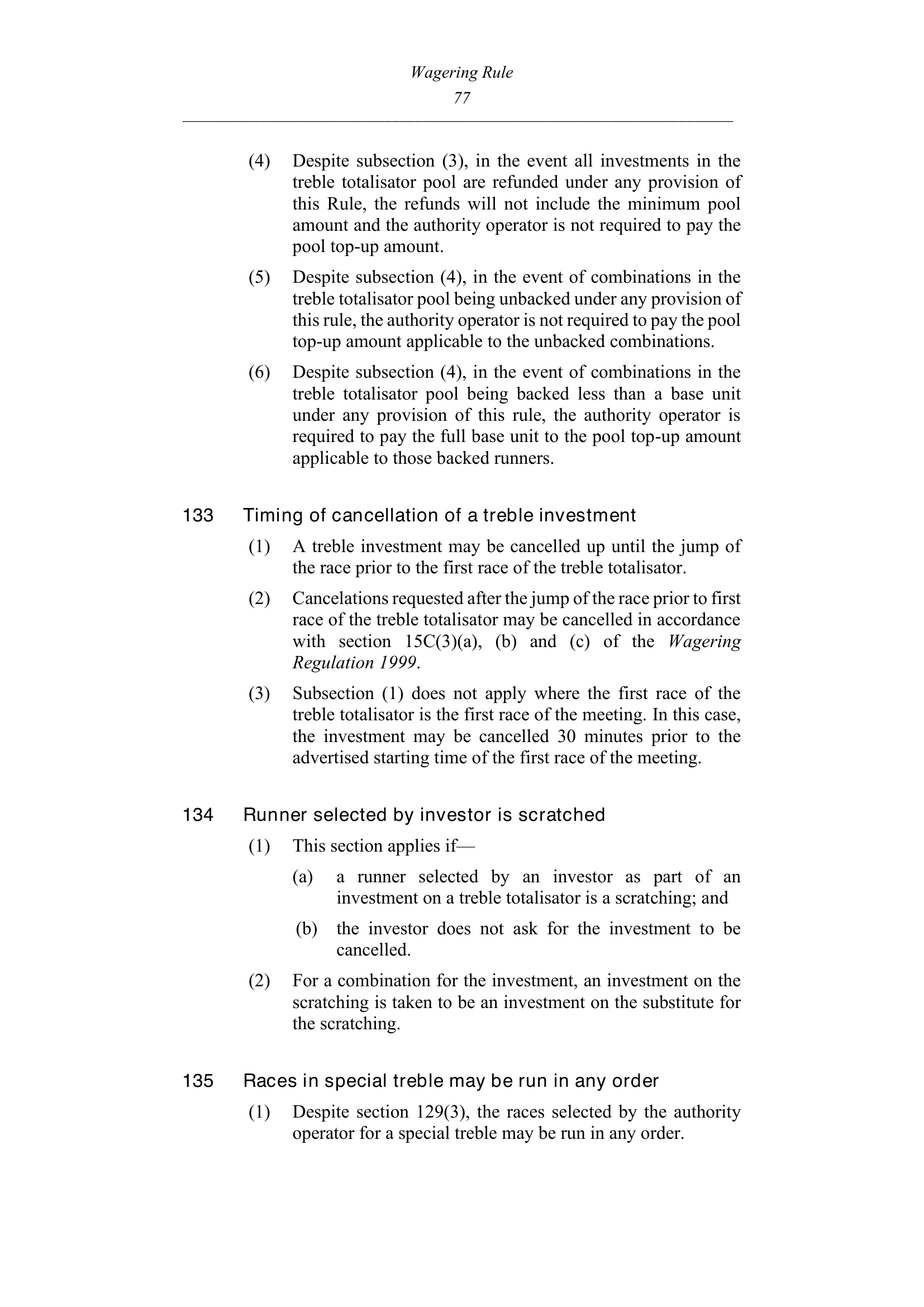 Queensland Wagering Rules (Racing) page 77