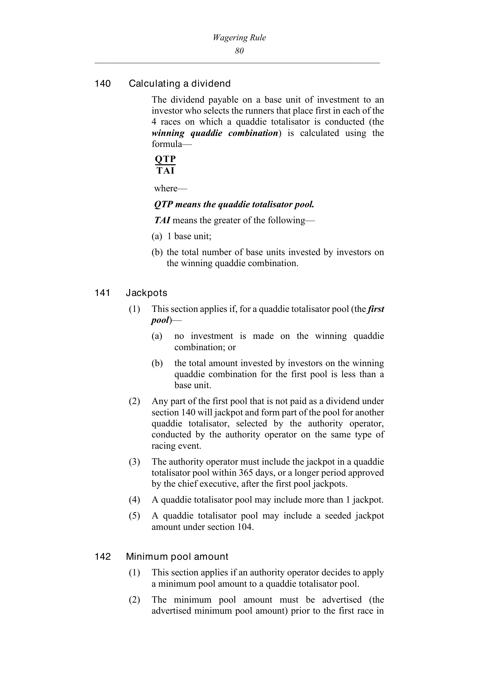 Queensland Wagering Rules (Racing) page 80