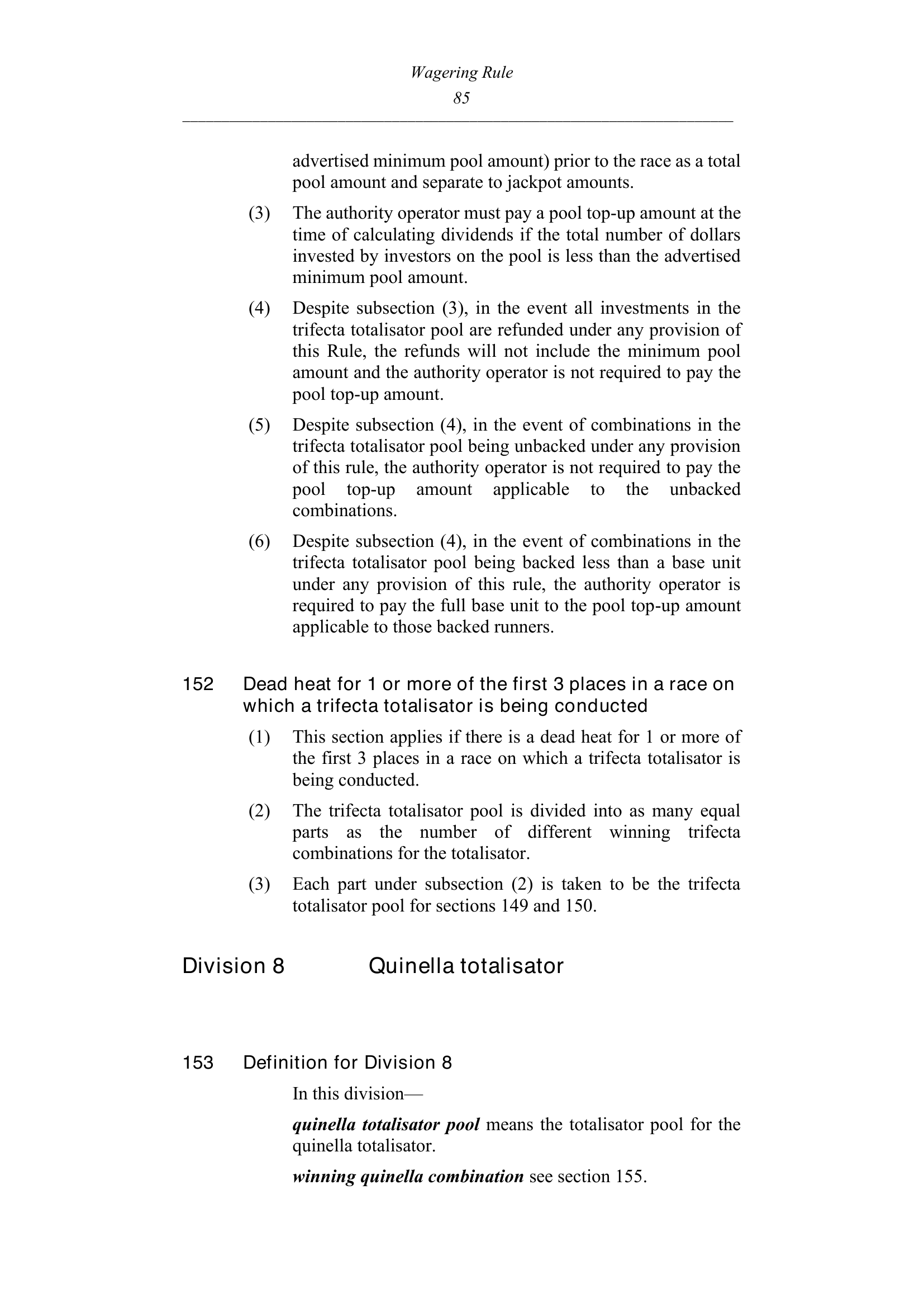 Queensland Wagering Rules (Racing) page 85