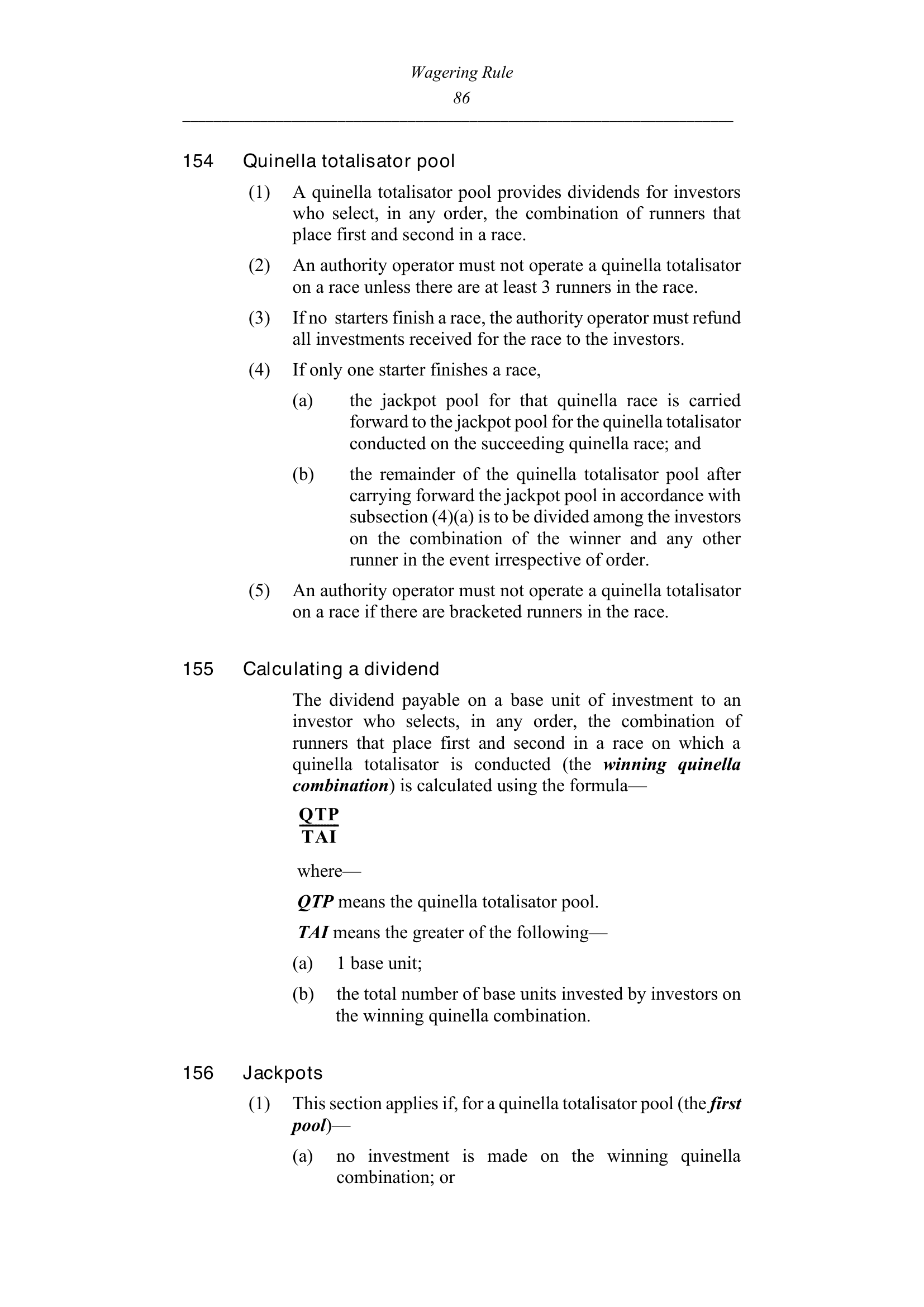 Queensland Wagering Rules (Racing) page 86