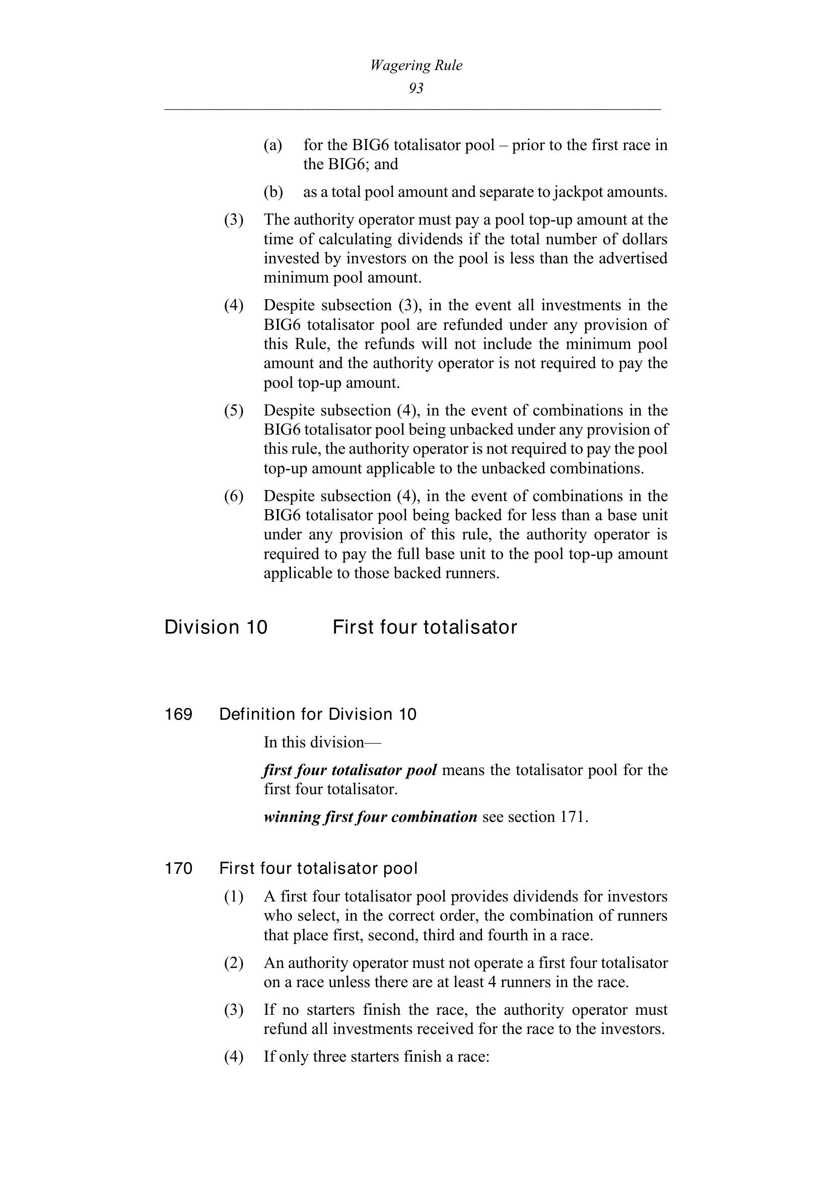 Queensland Wagering Rules (Racing) page 93