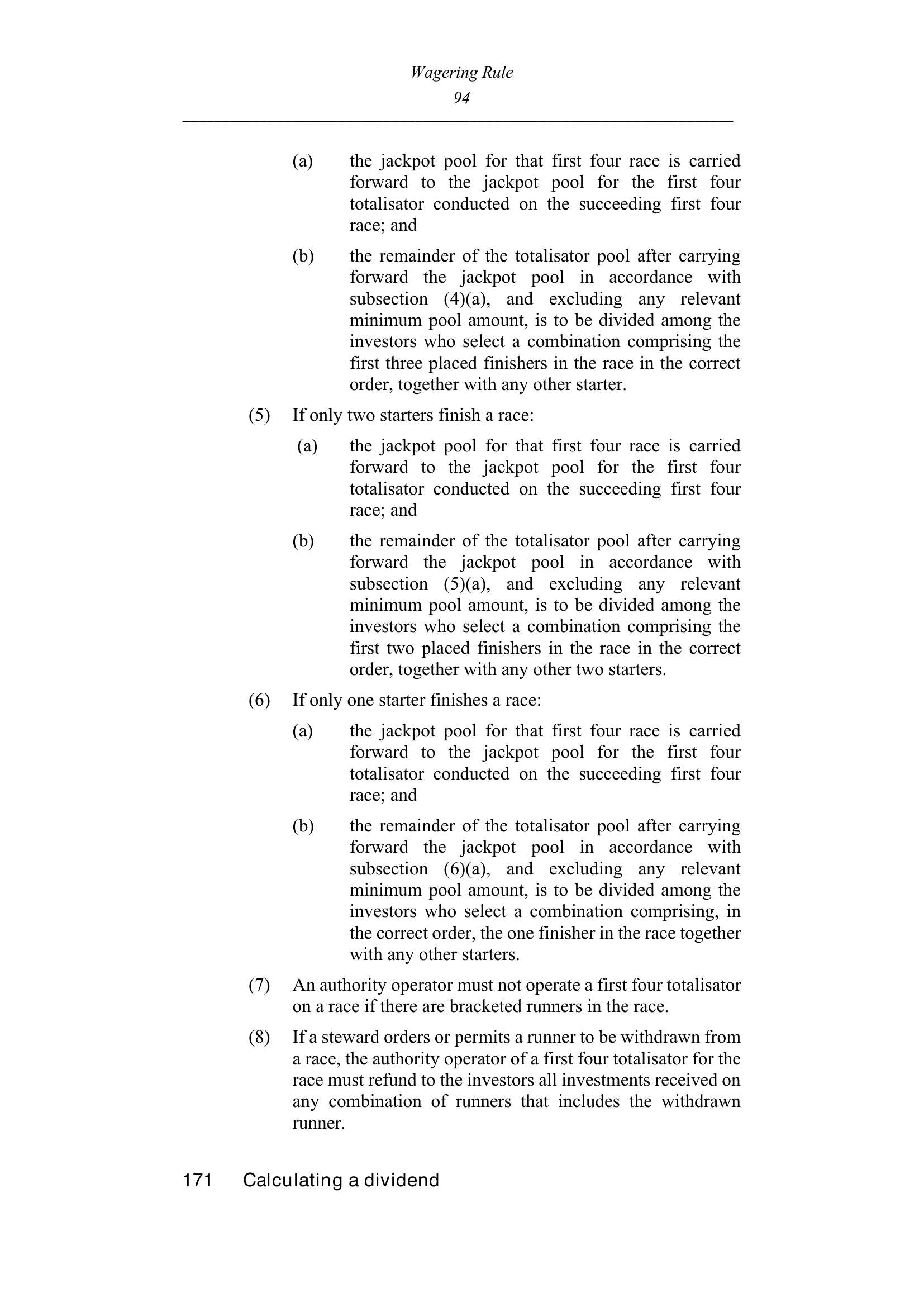 Queensland Wagering Rules (Racing) page 94