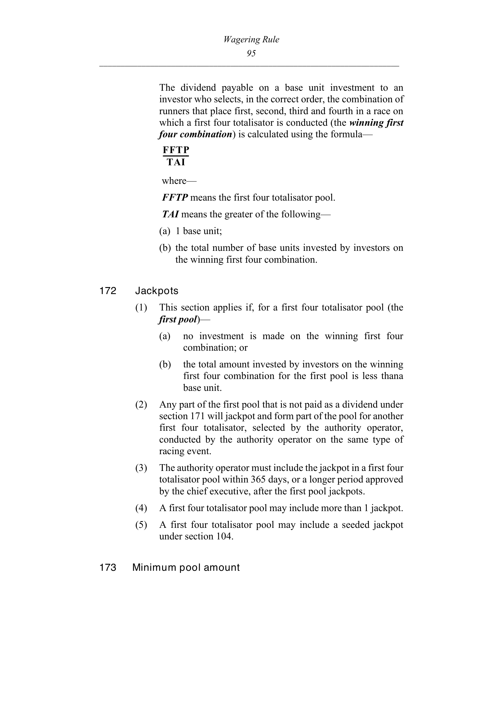 Queensland Wagering Rules (Racing) page 95