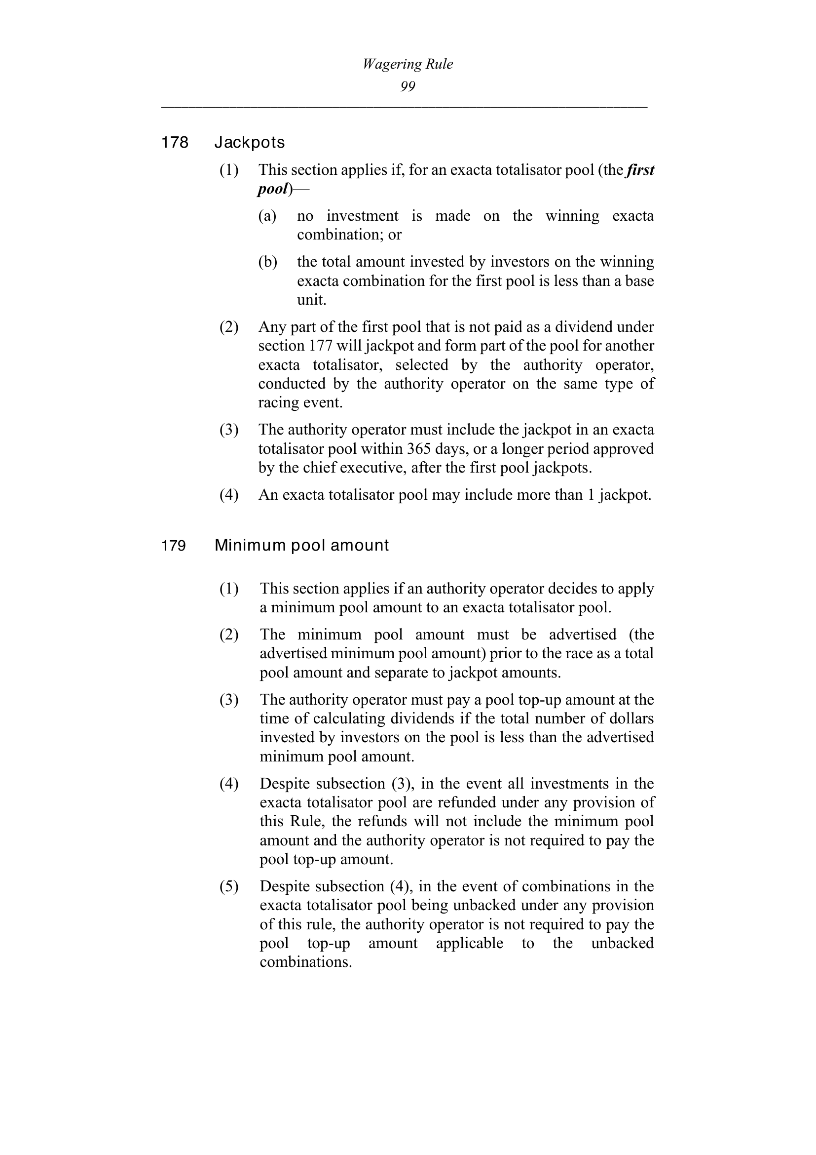 Queensland Wagering Rules (Racing) page 99