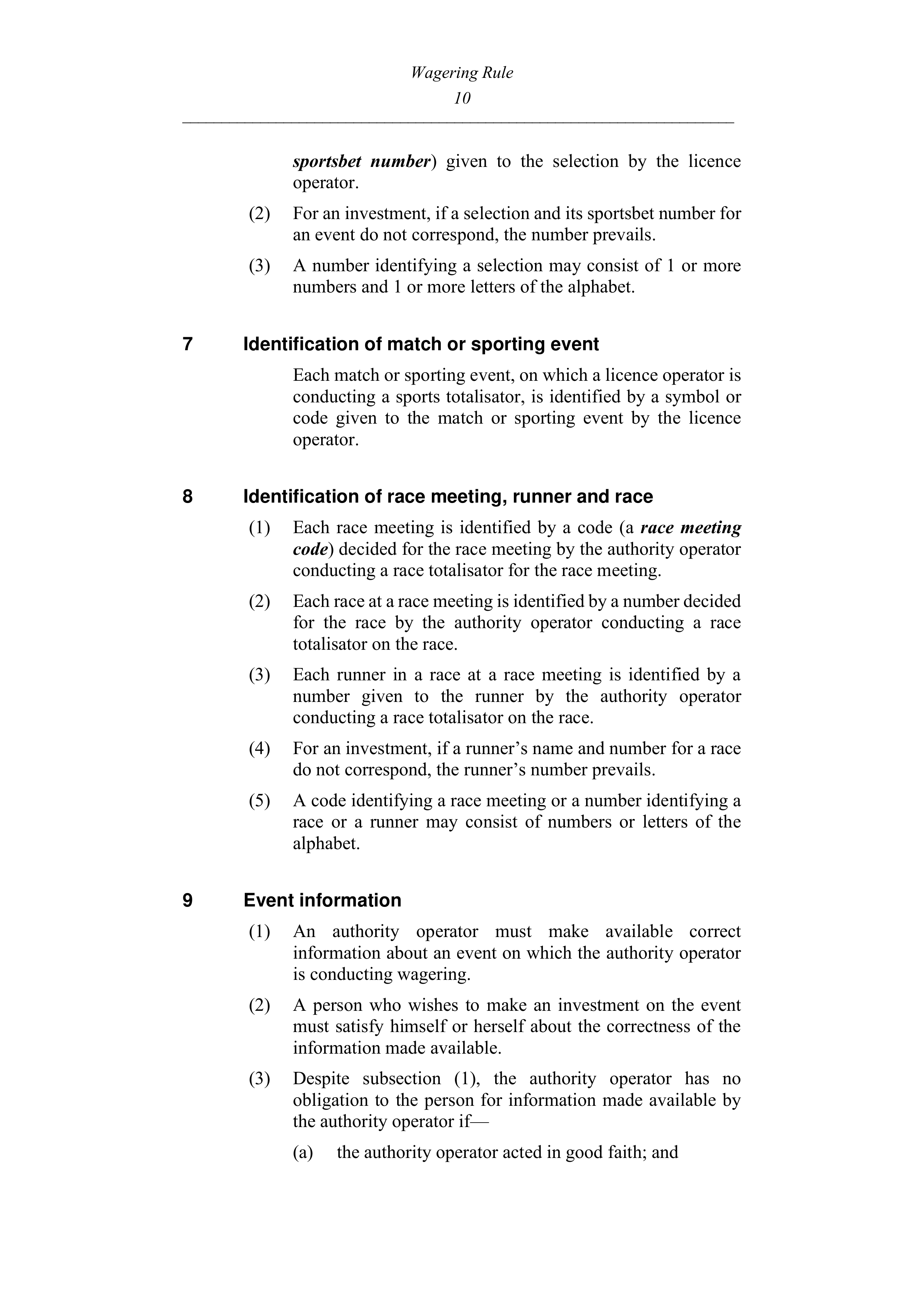 Queensland Wagering Rules (Racing) page 10