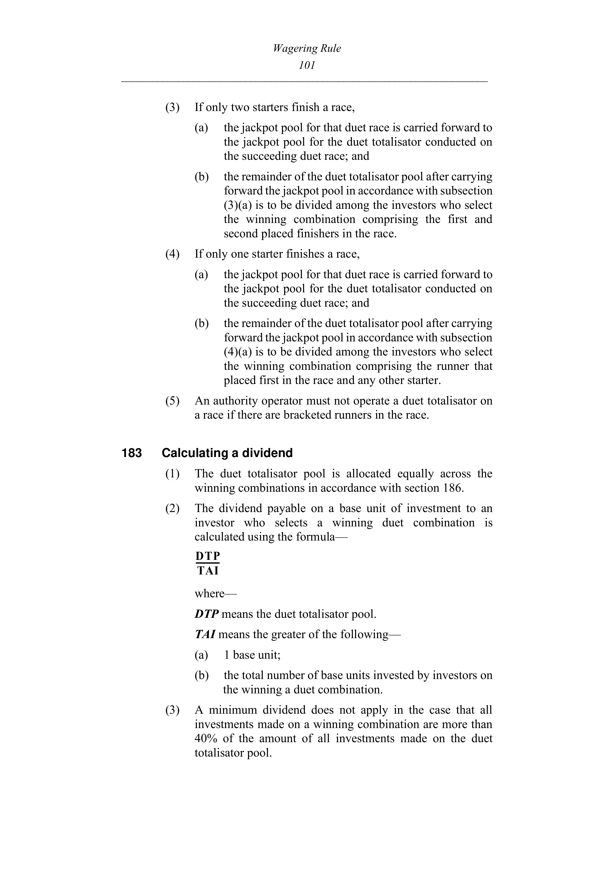 Queensland Wagering Rules (Racing) page 101