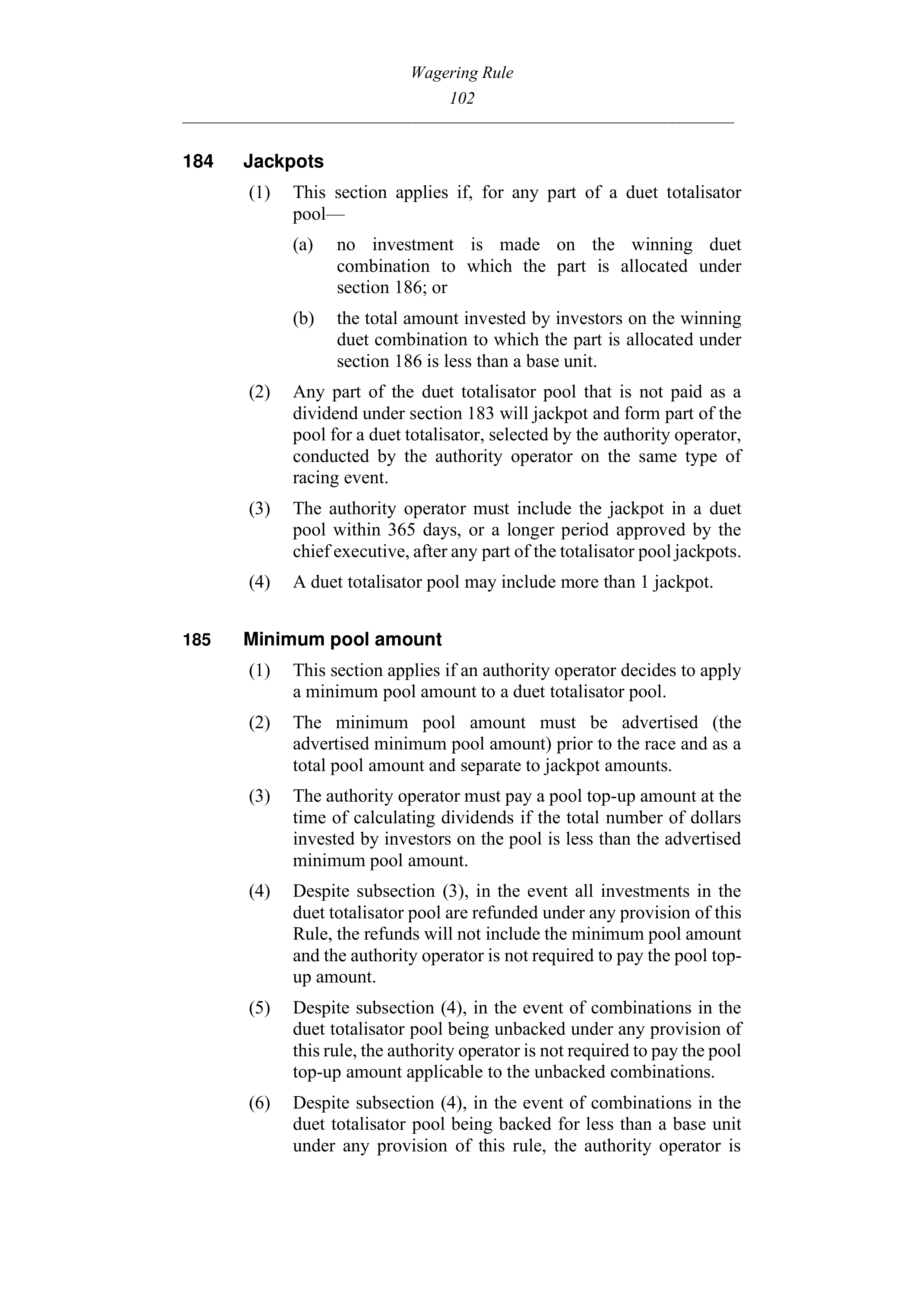 Queensland Wagering Rules (Racing) page 102