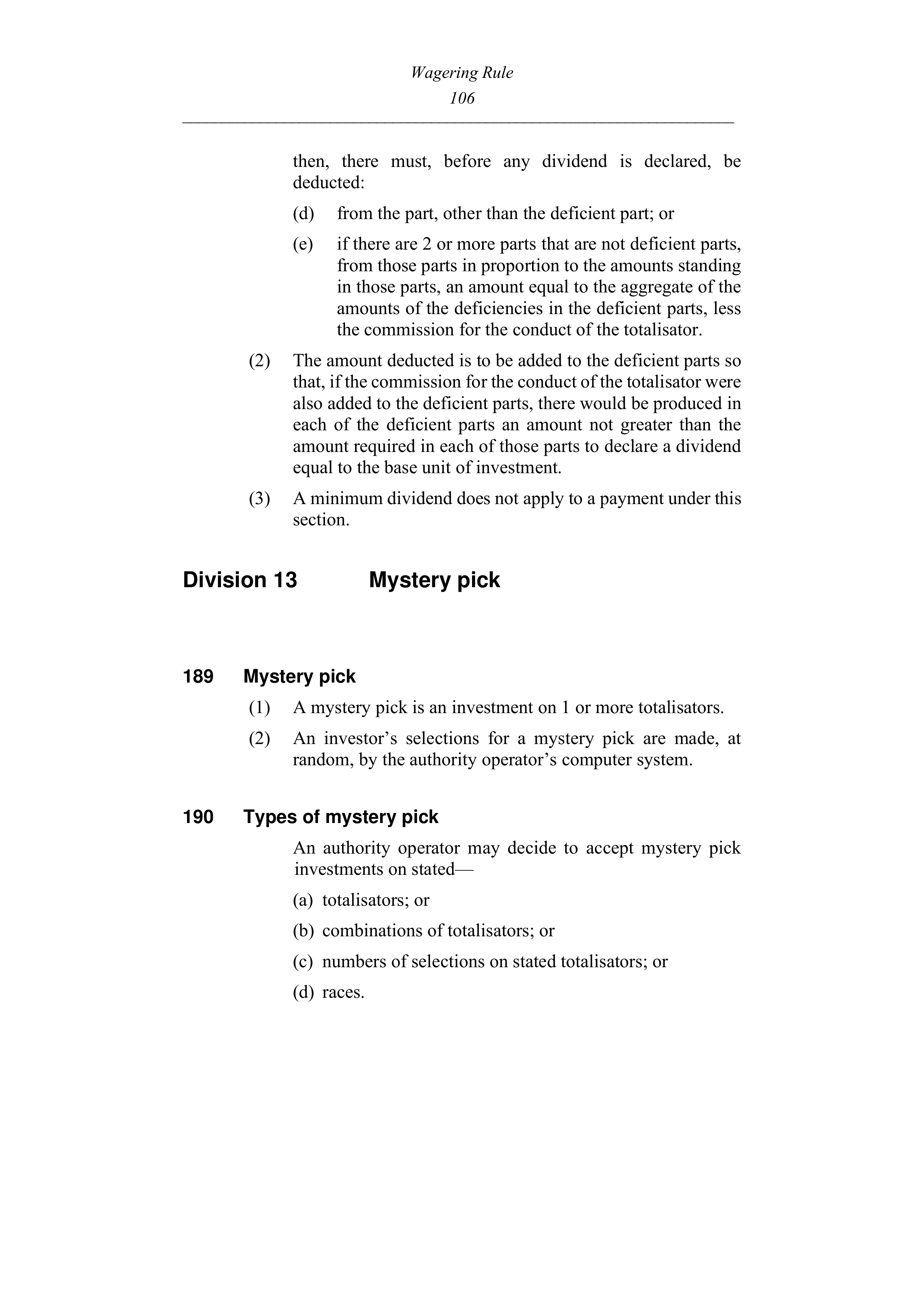 Queensland Wagering Rules (Racing) page 106