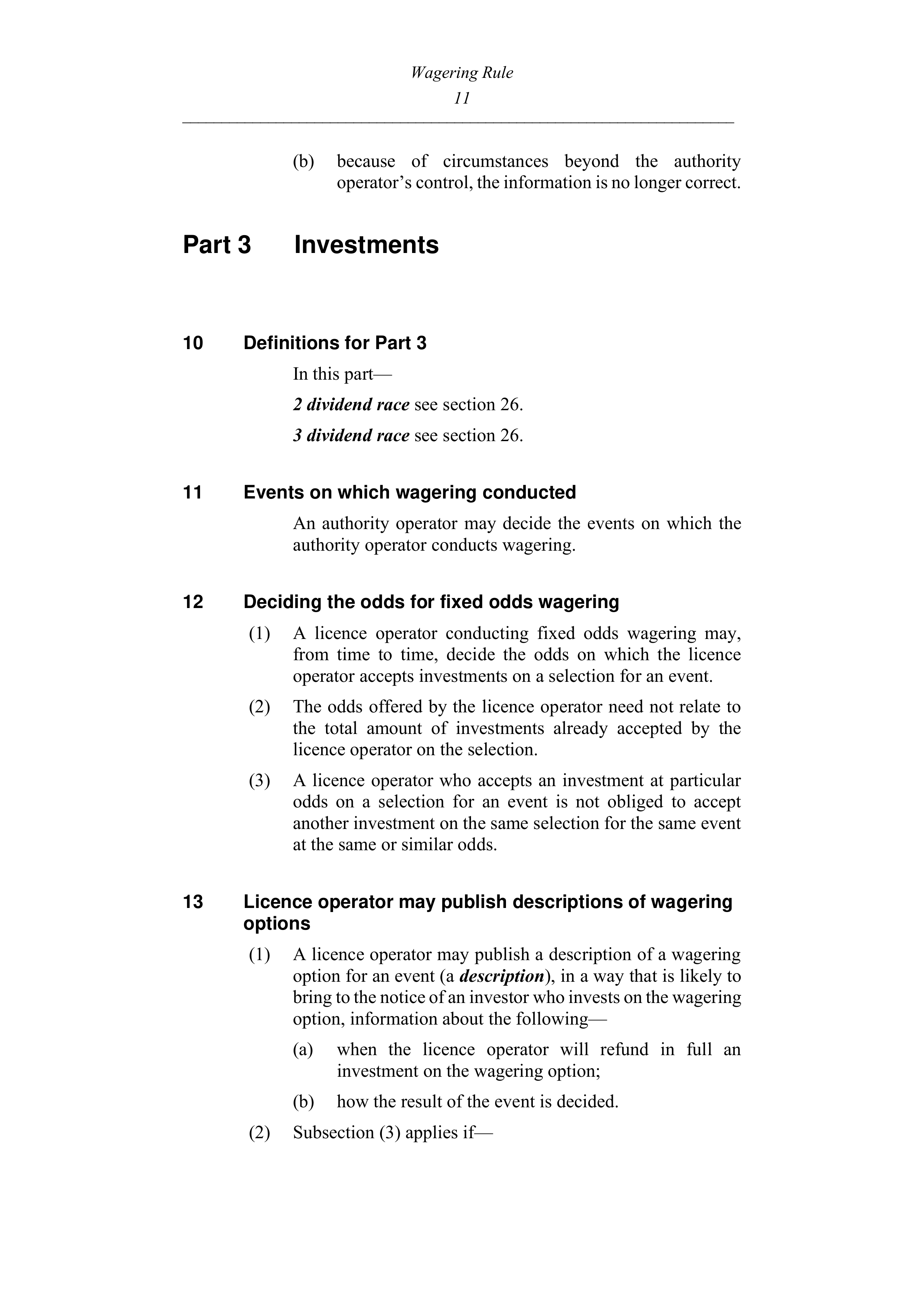 Queensland Wagering Rules (Racing) page 11