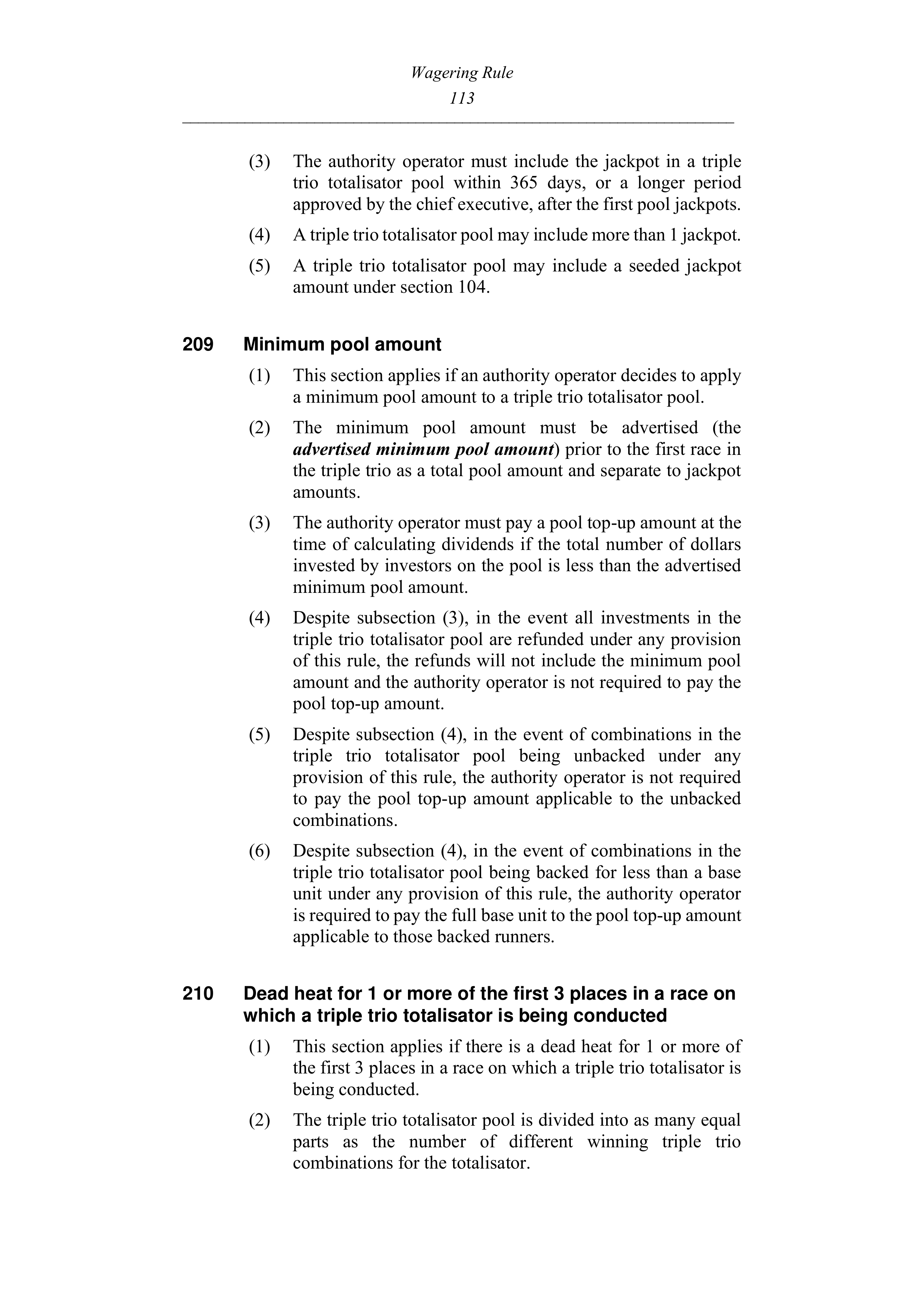 Queensland Wagering Rules (Racing) page 113