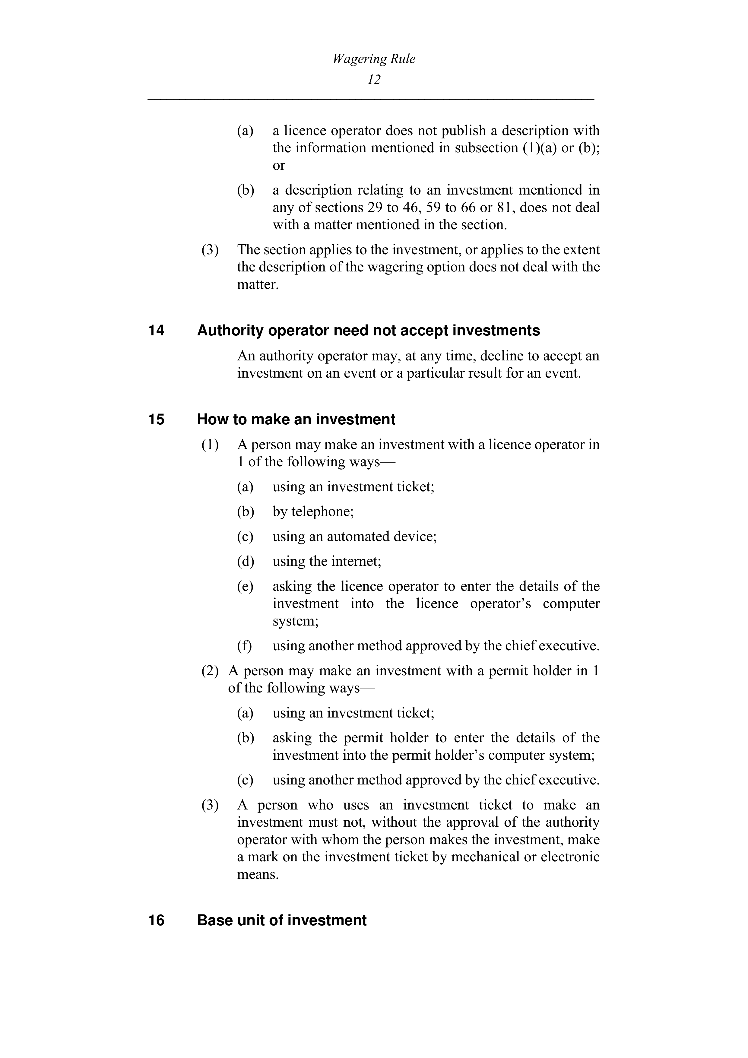 Queensland Wagering Rules (Racing) page 12
