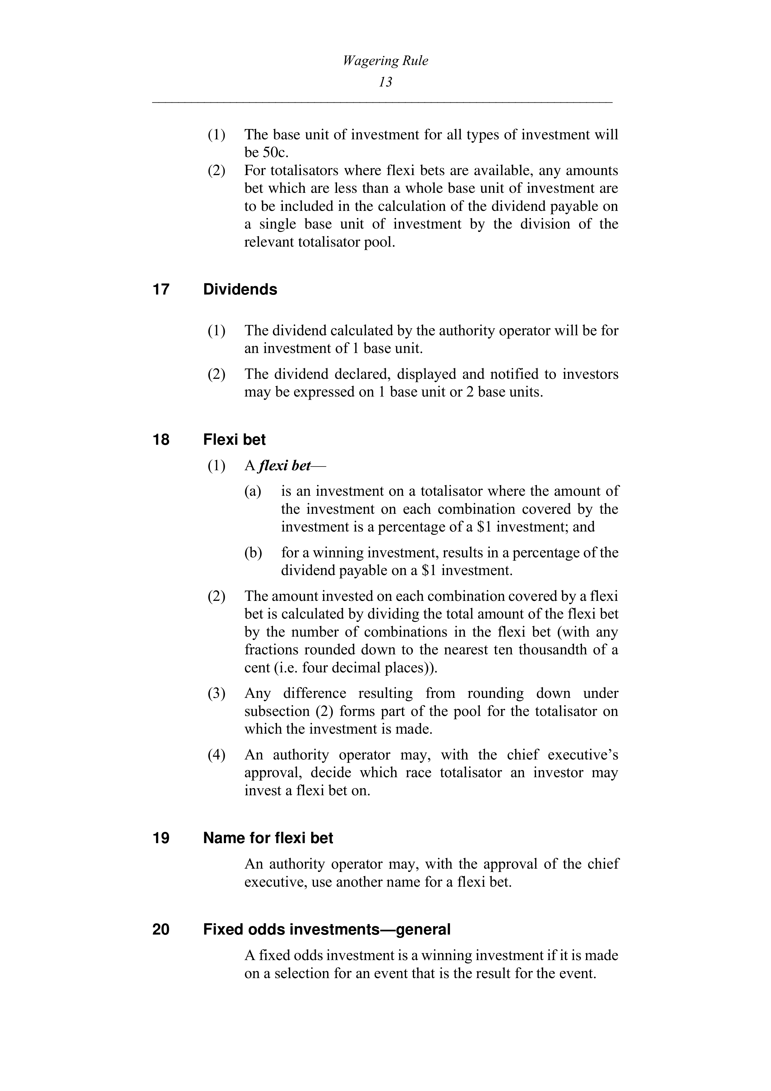 Queensland Wagering Rules (Racing) page 13