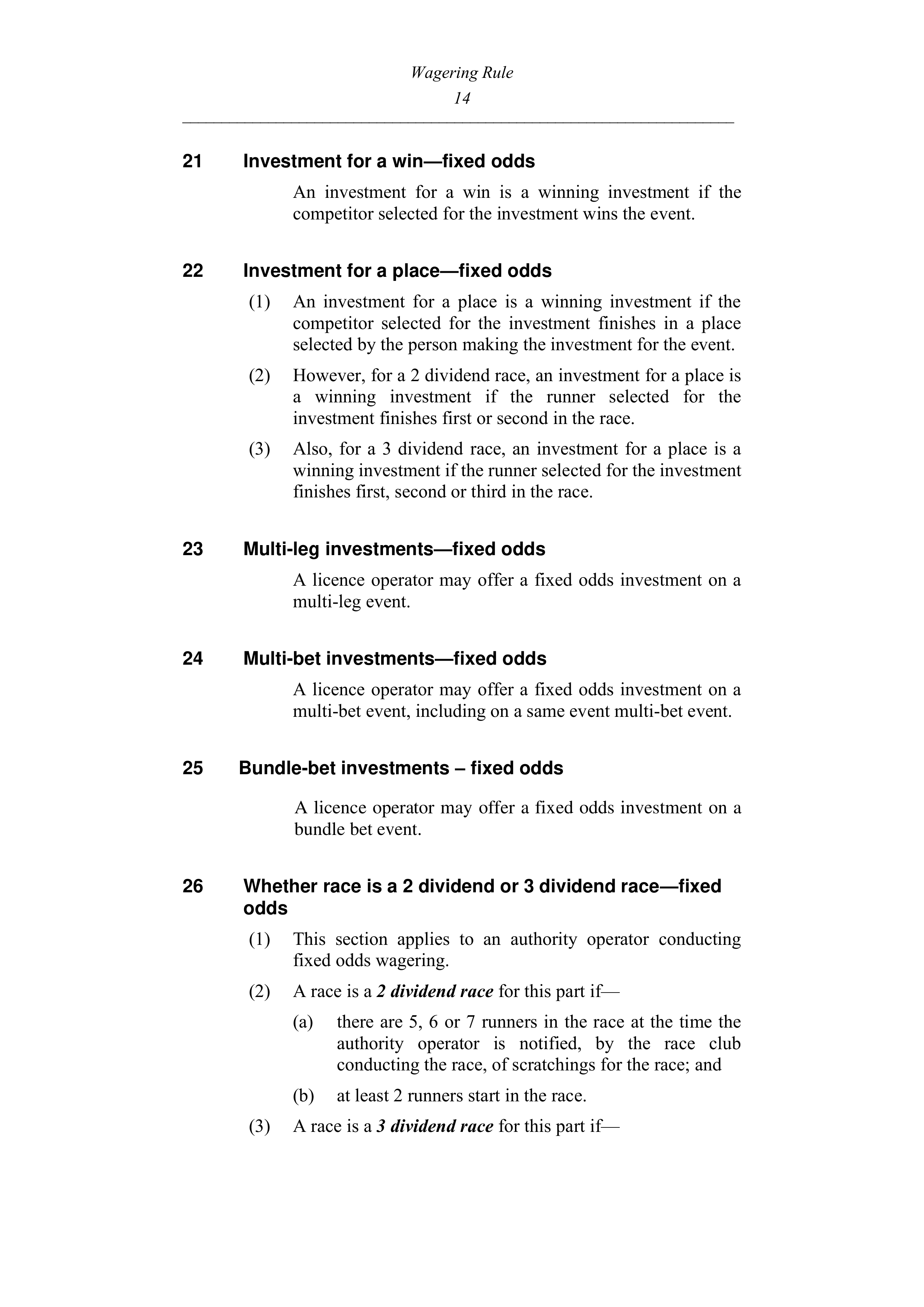 Queensland Wagering Rules (Racing) page 14
