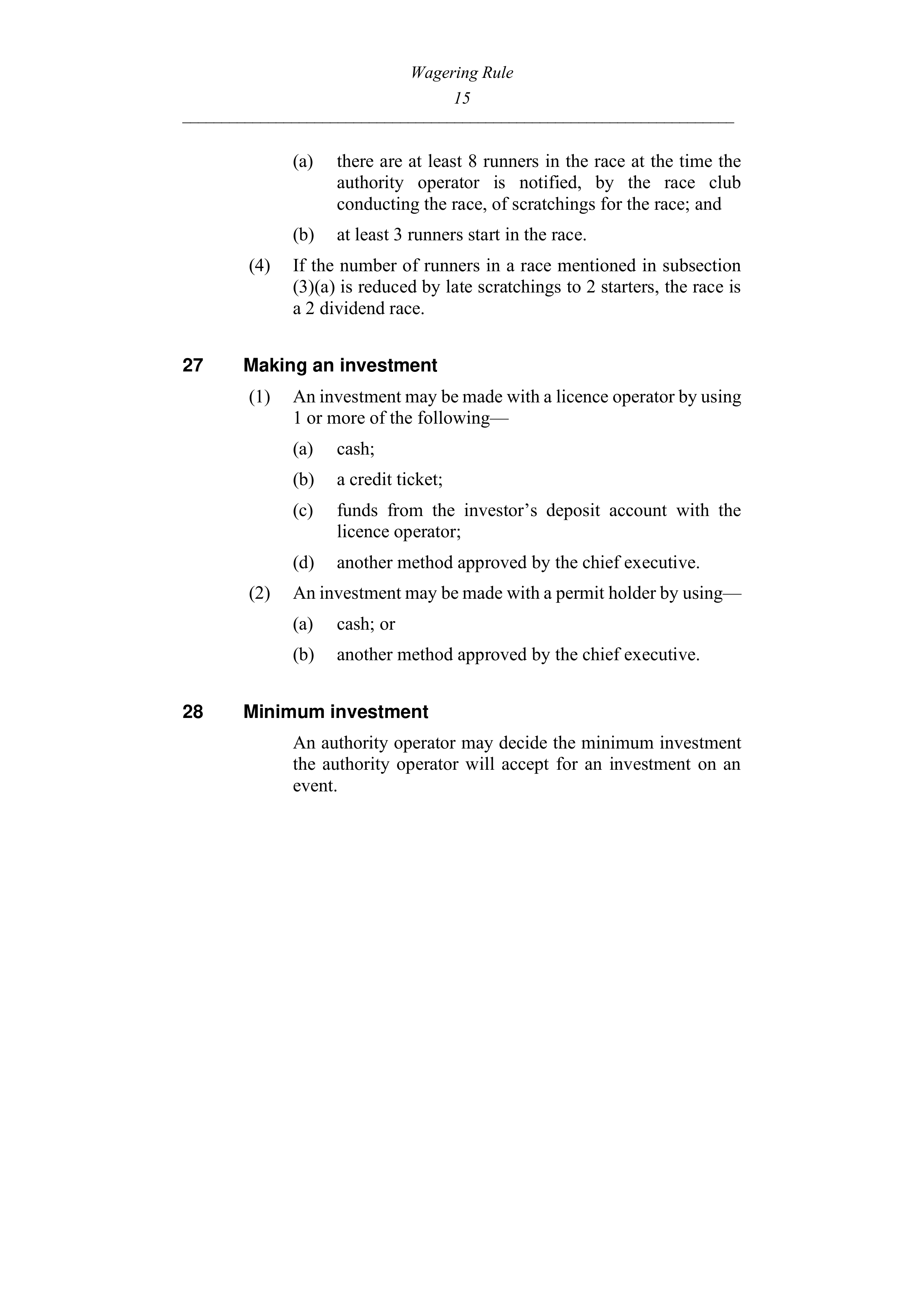 Queensland Wagering Rules (Racing) page 15