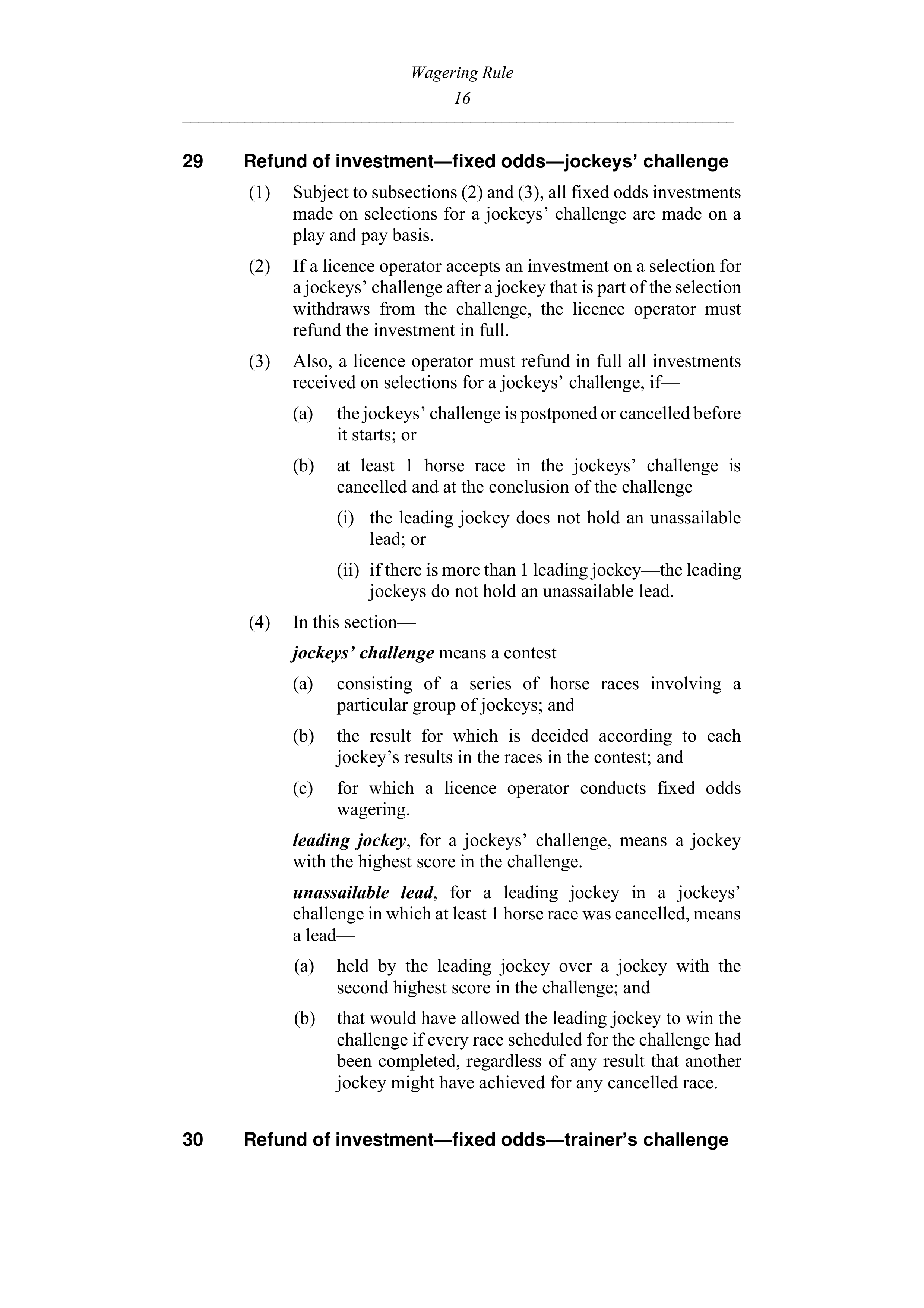 Queensland Wagering Rules (Racing) page 16