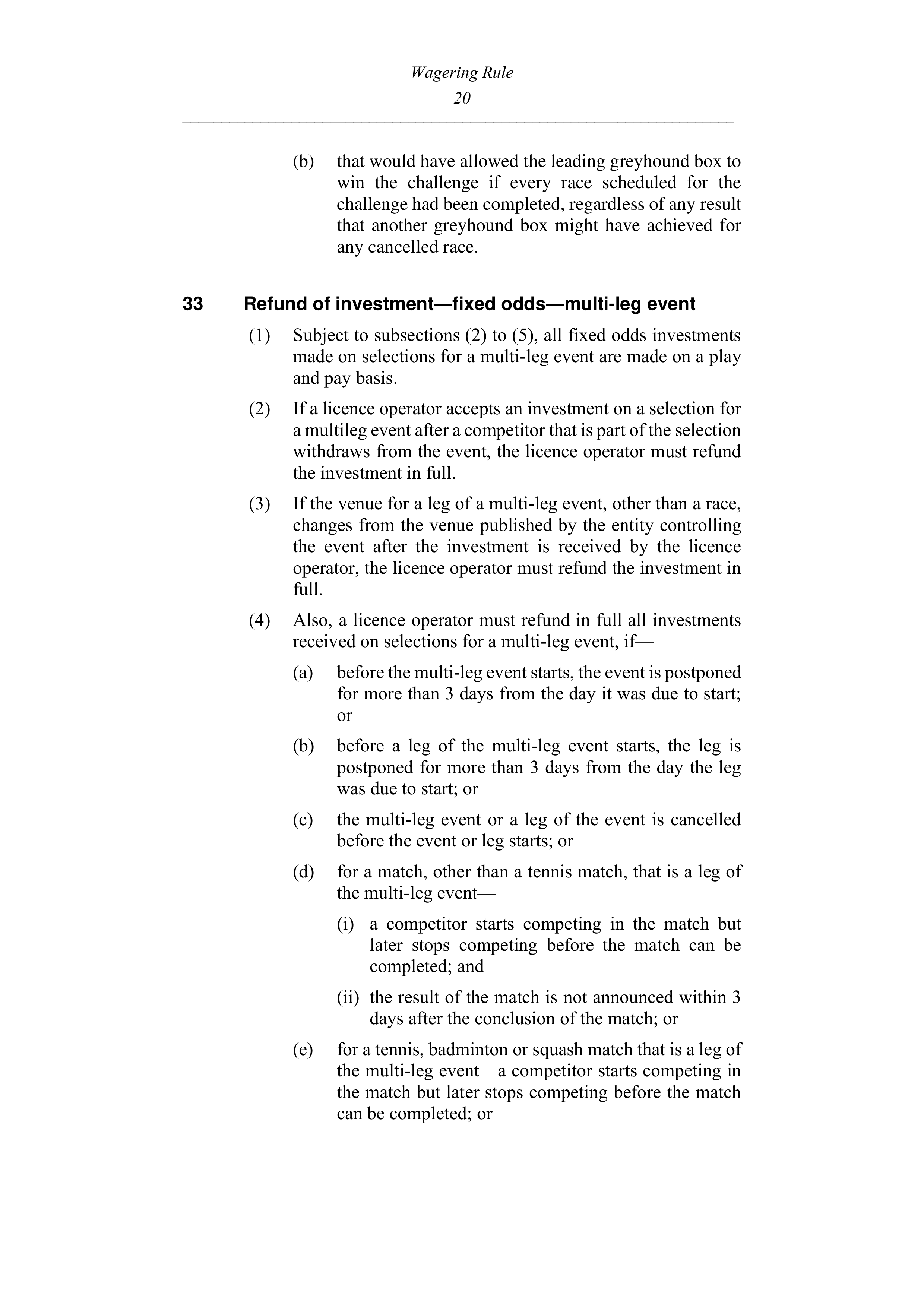 Queensland Wagering Rules (Racing) page 20