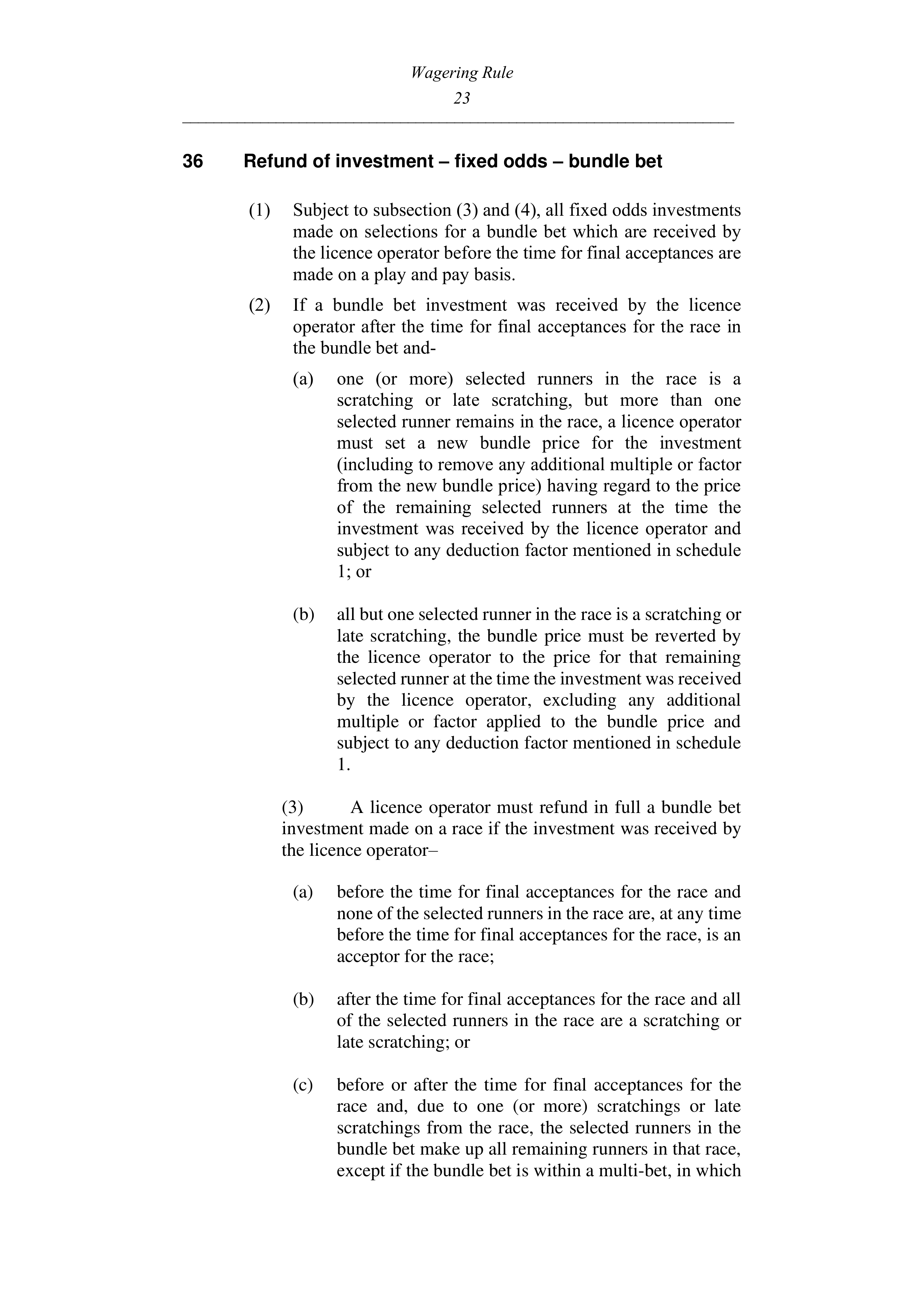 Queensland Wagering Rules (Racing) page 23