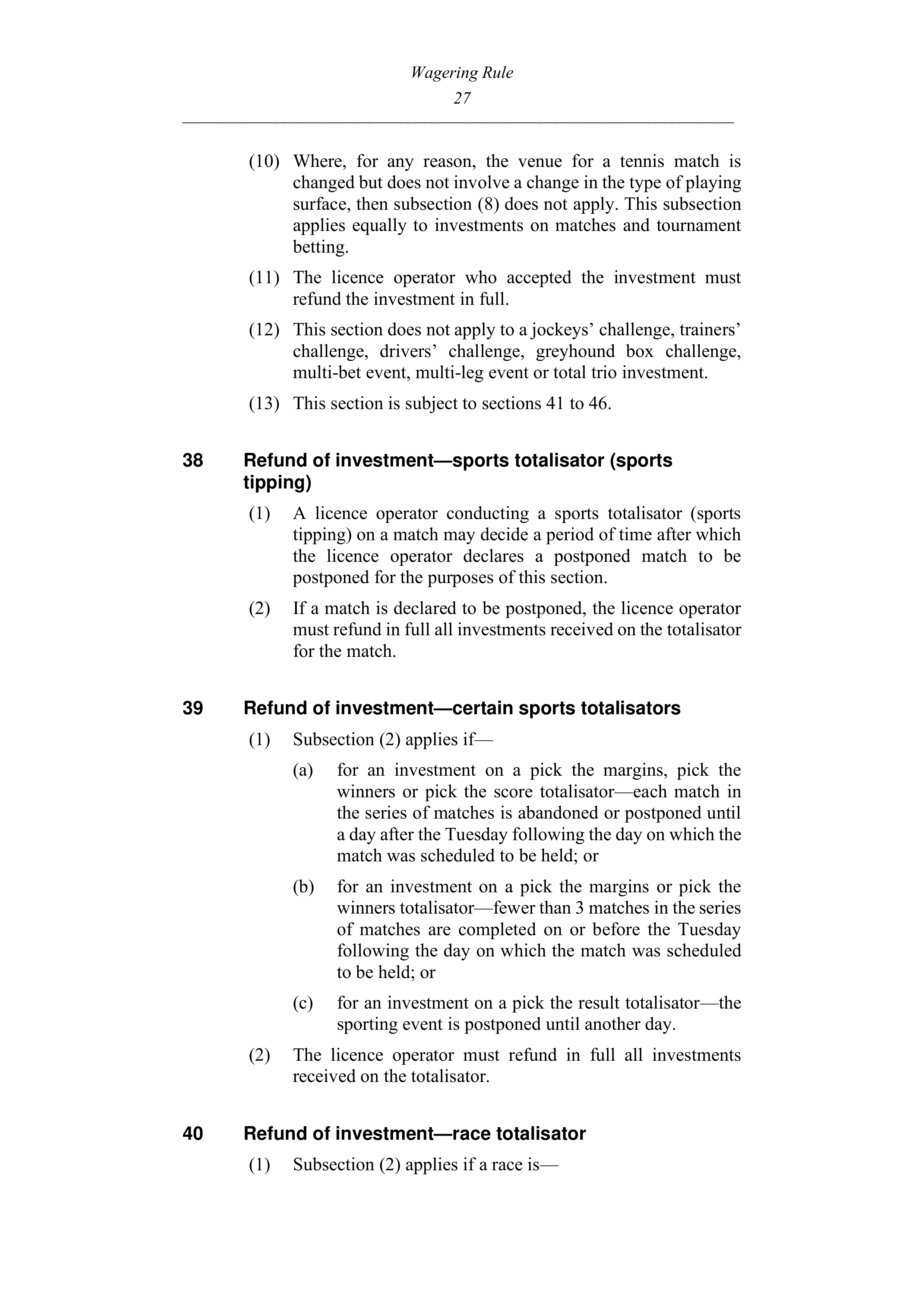 Queensland Wagering Rules (Racing) page 27