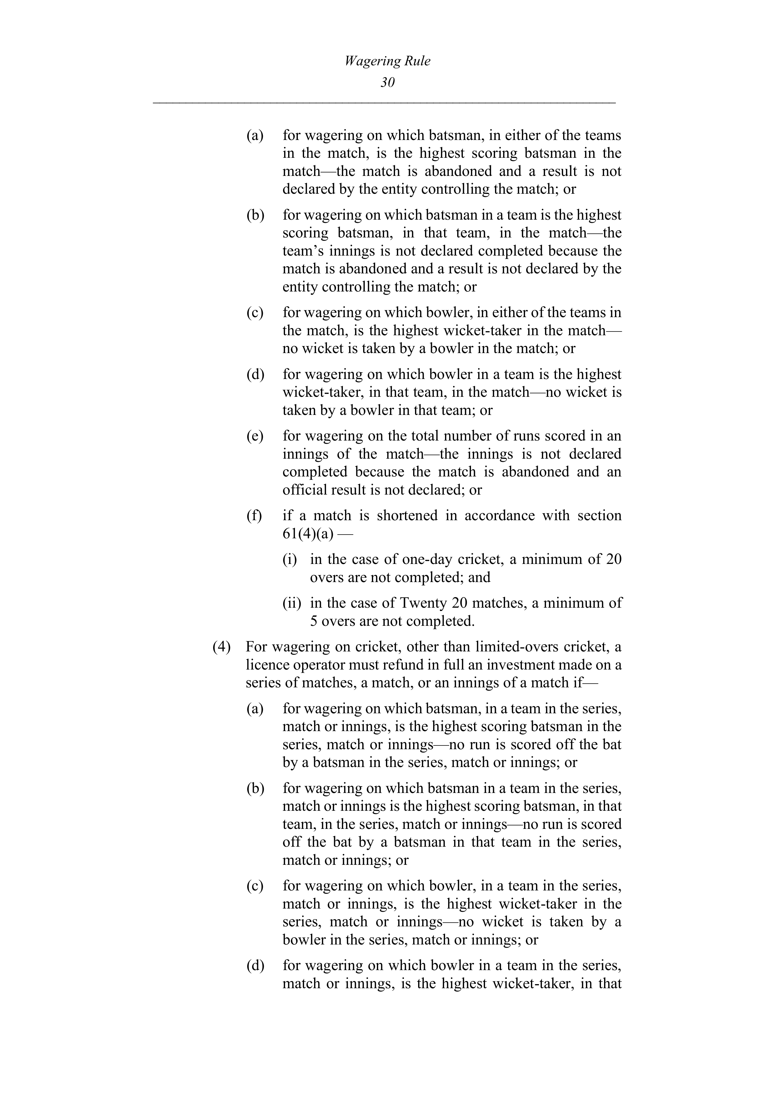 Queensland Wagering Rules (Racing) page 30