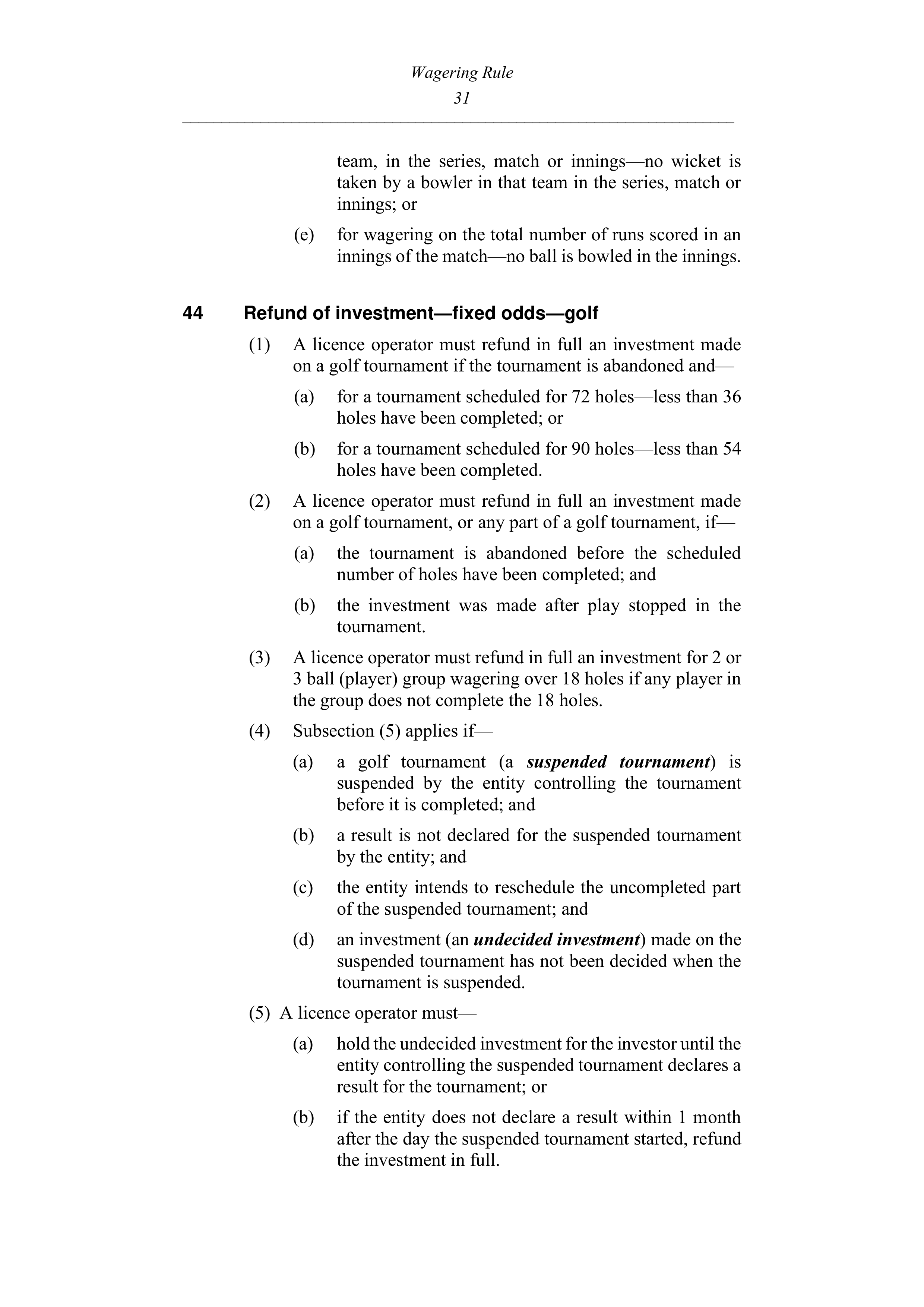 Queensland Wagering Rules (Racing) page 31