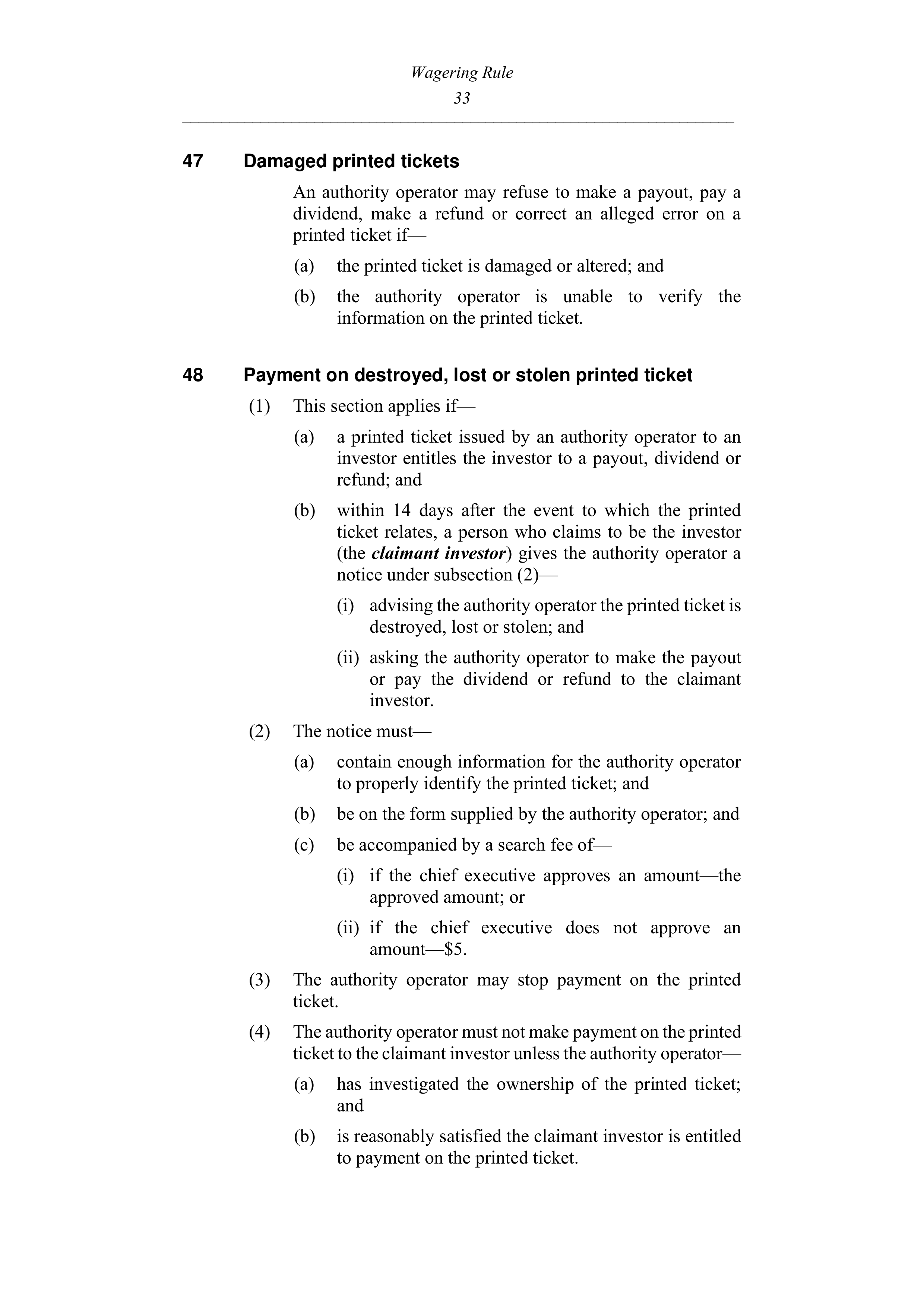 Queensland Wagering Rules (Racing) page 33
