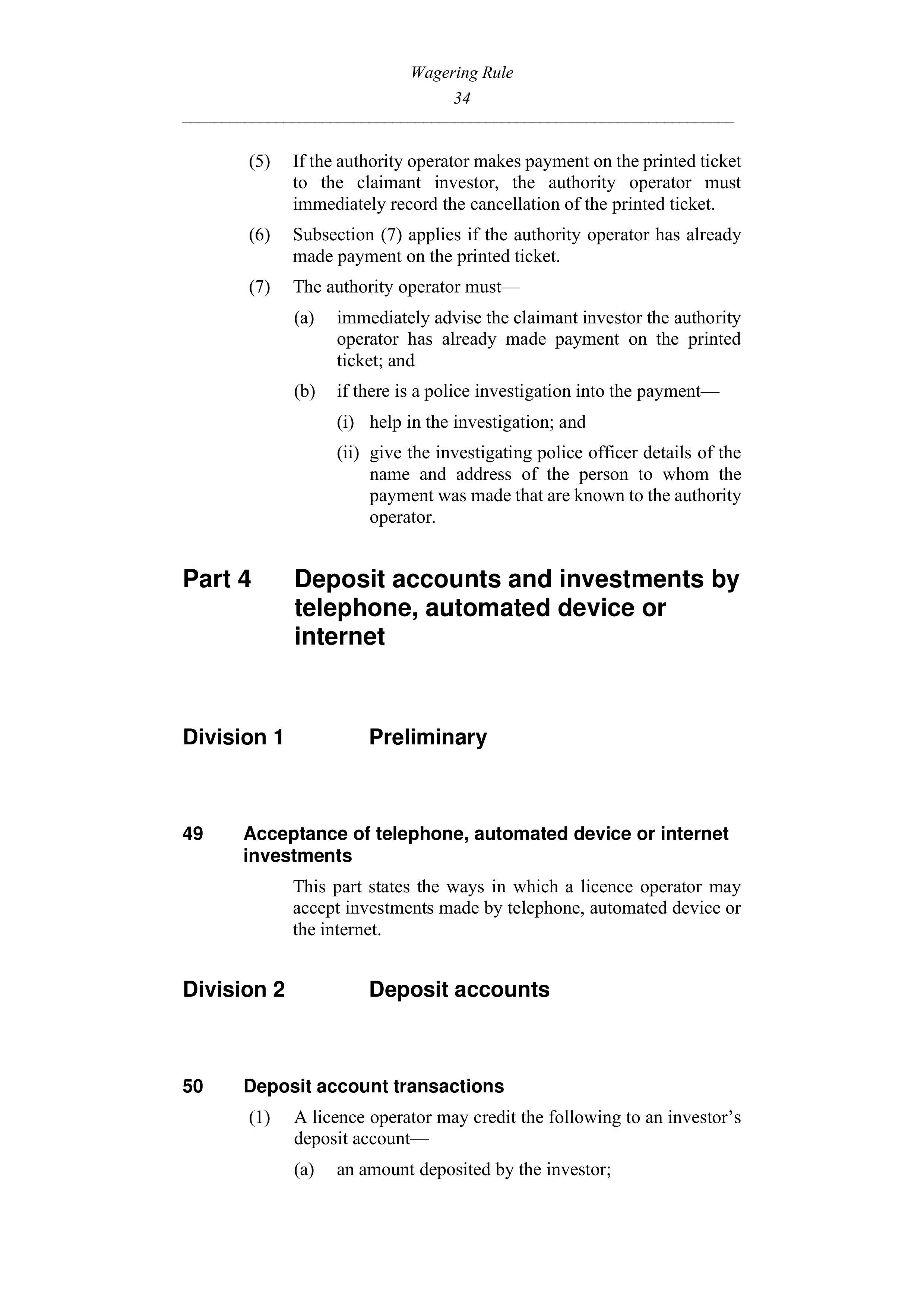Queensland Wagering Rules (Racing) page 34